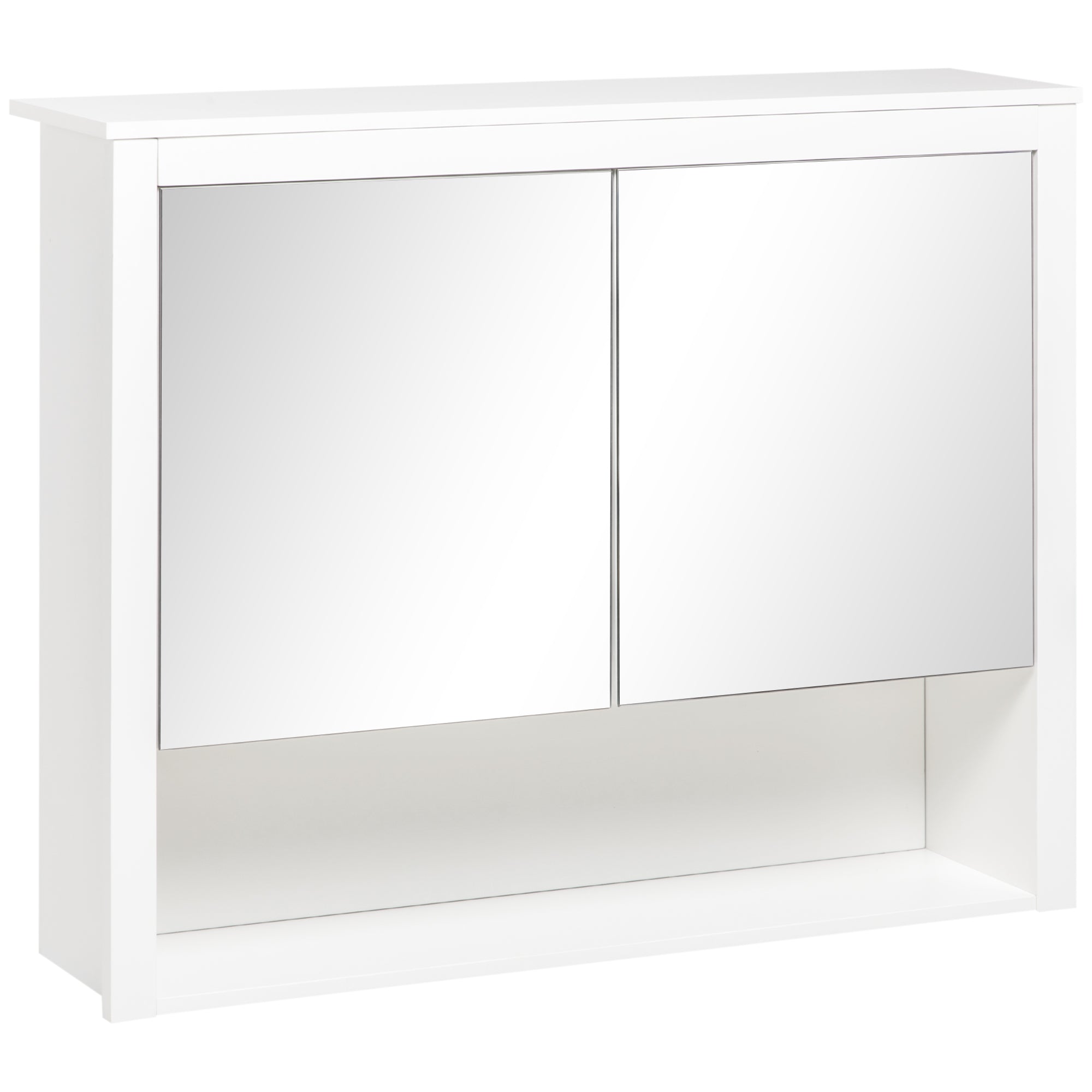 Armário de Parede para Casa de Banho 80x20x65cm Branco com Espelho