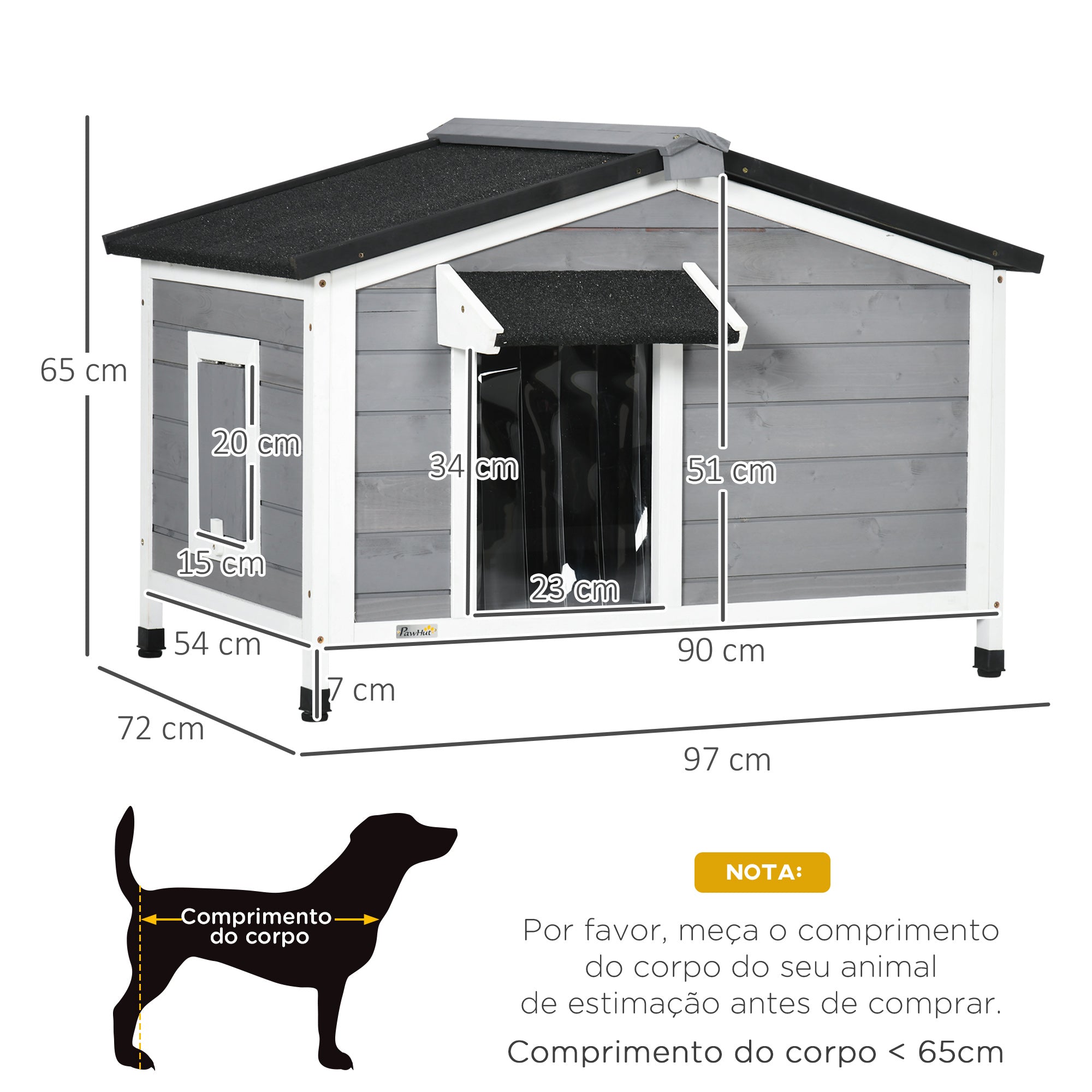 Casa para Cães de Madeira – 97x72x65 cm – Cinza