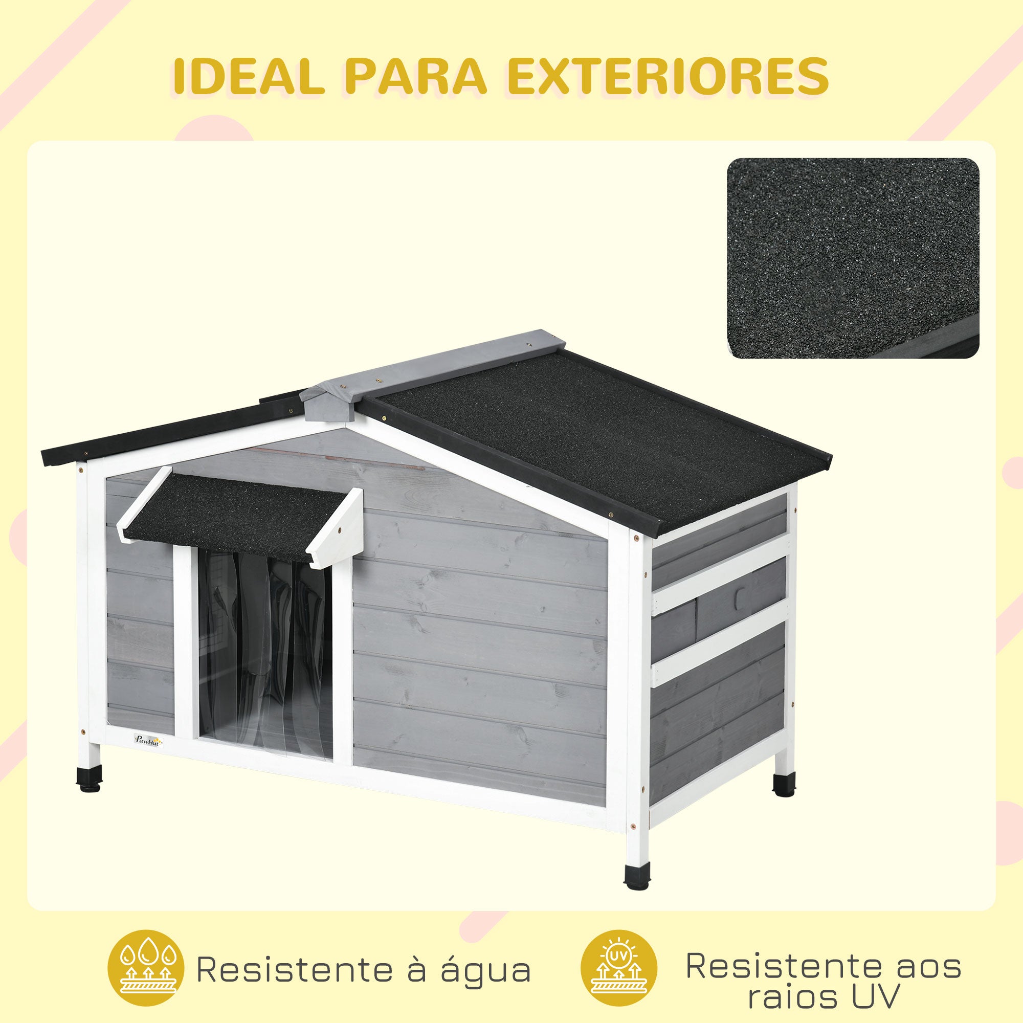 Casa para Cães de Madeira – 97x72x65 cm – Cinza
