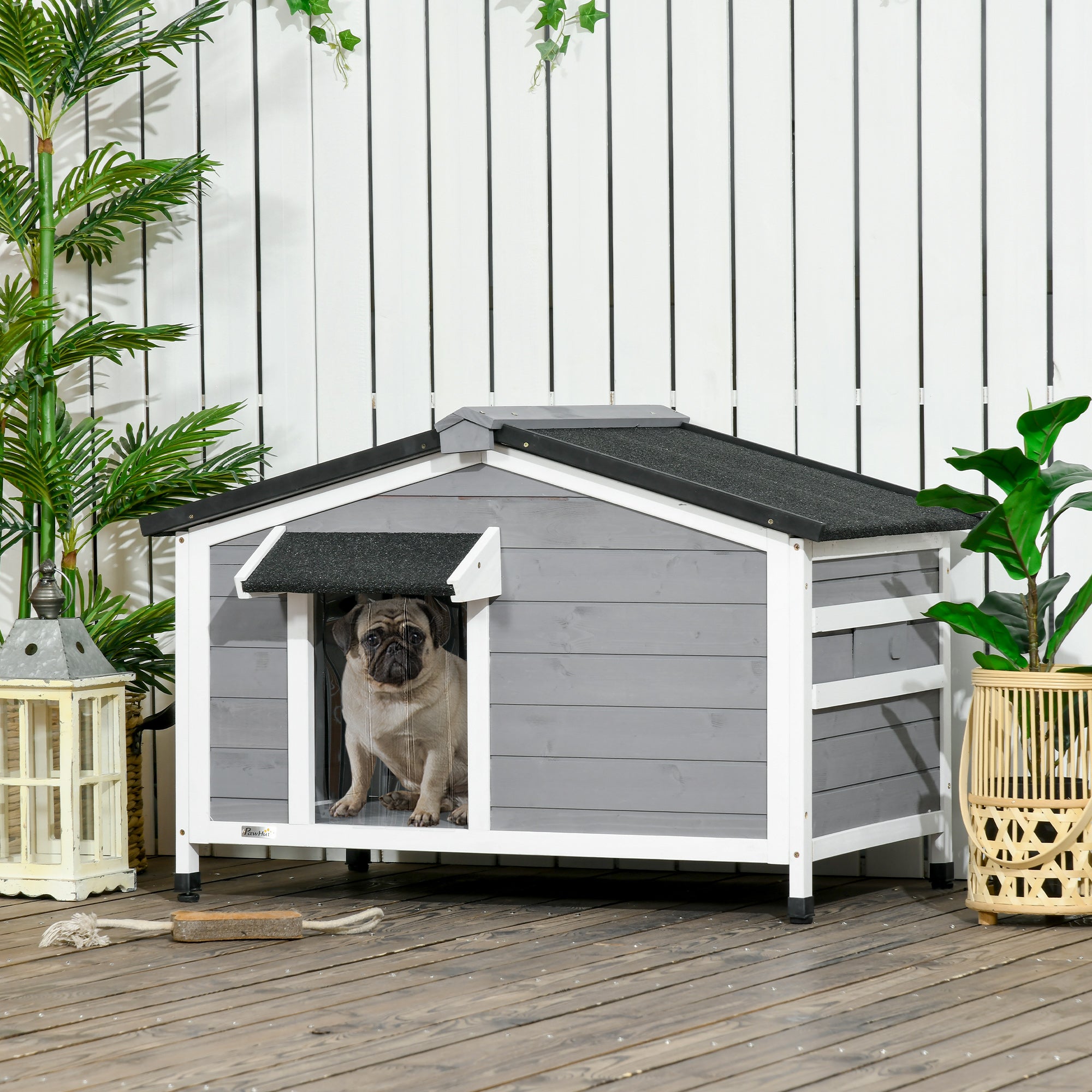 Casa para Cães de Madeira – 97x72x65 cm – Cinza