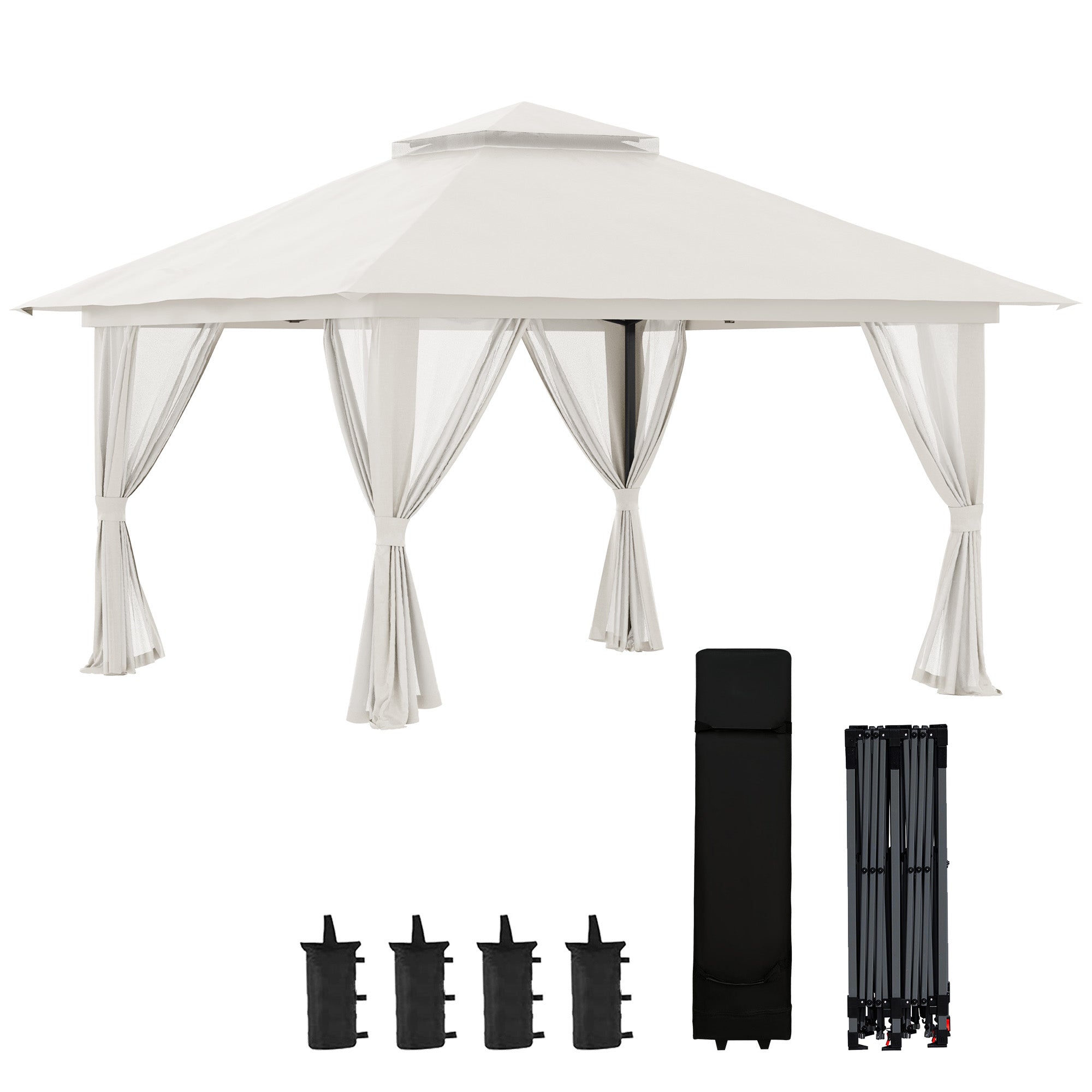 Tenda Dobrável Pop-UP 392x392x283cm Bege com Proteção UV50+