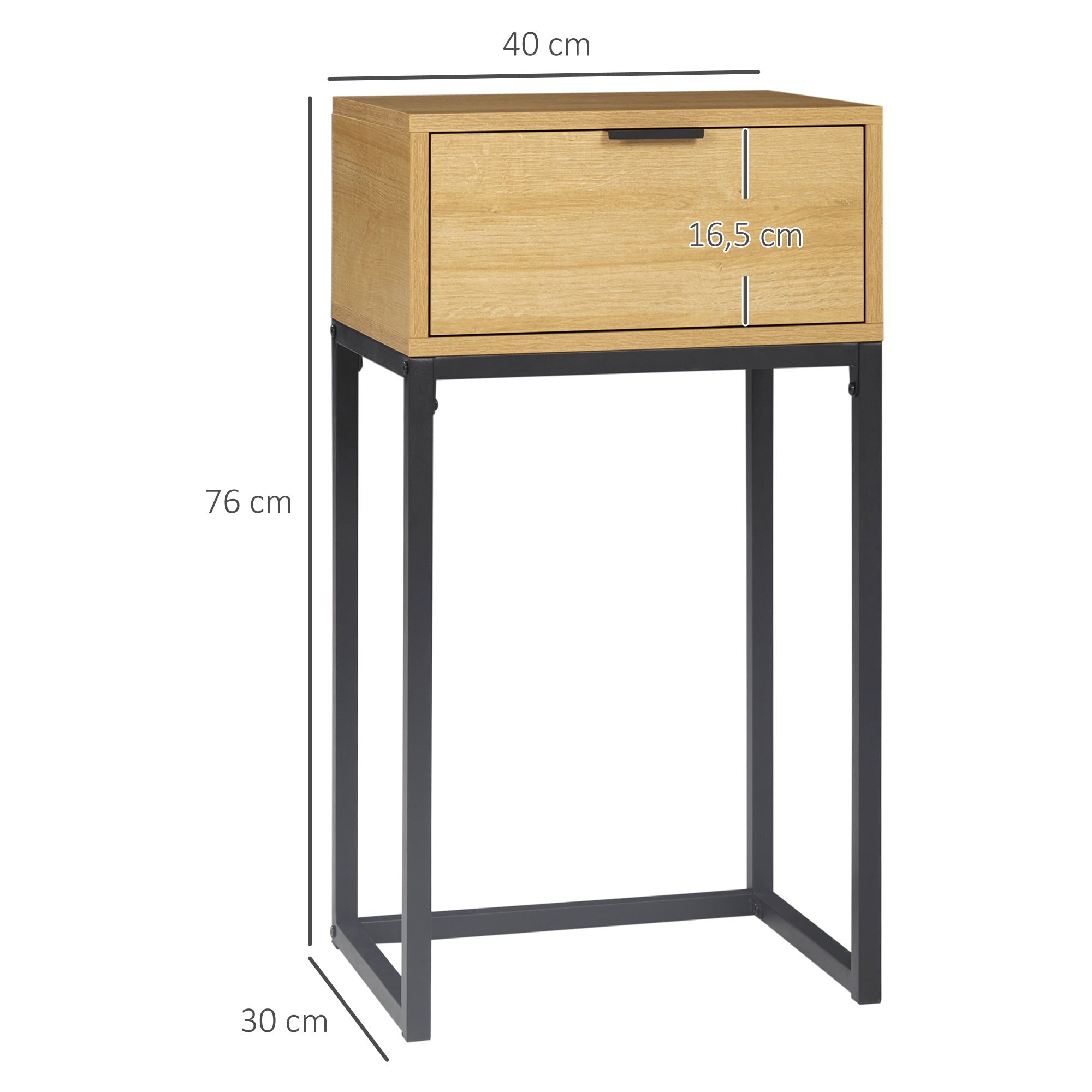 Mesa Consola Moderna 40x30x76 cm Madeira e Preto
