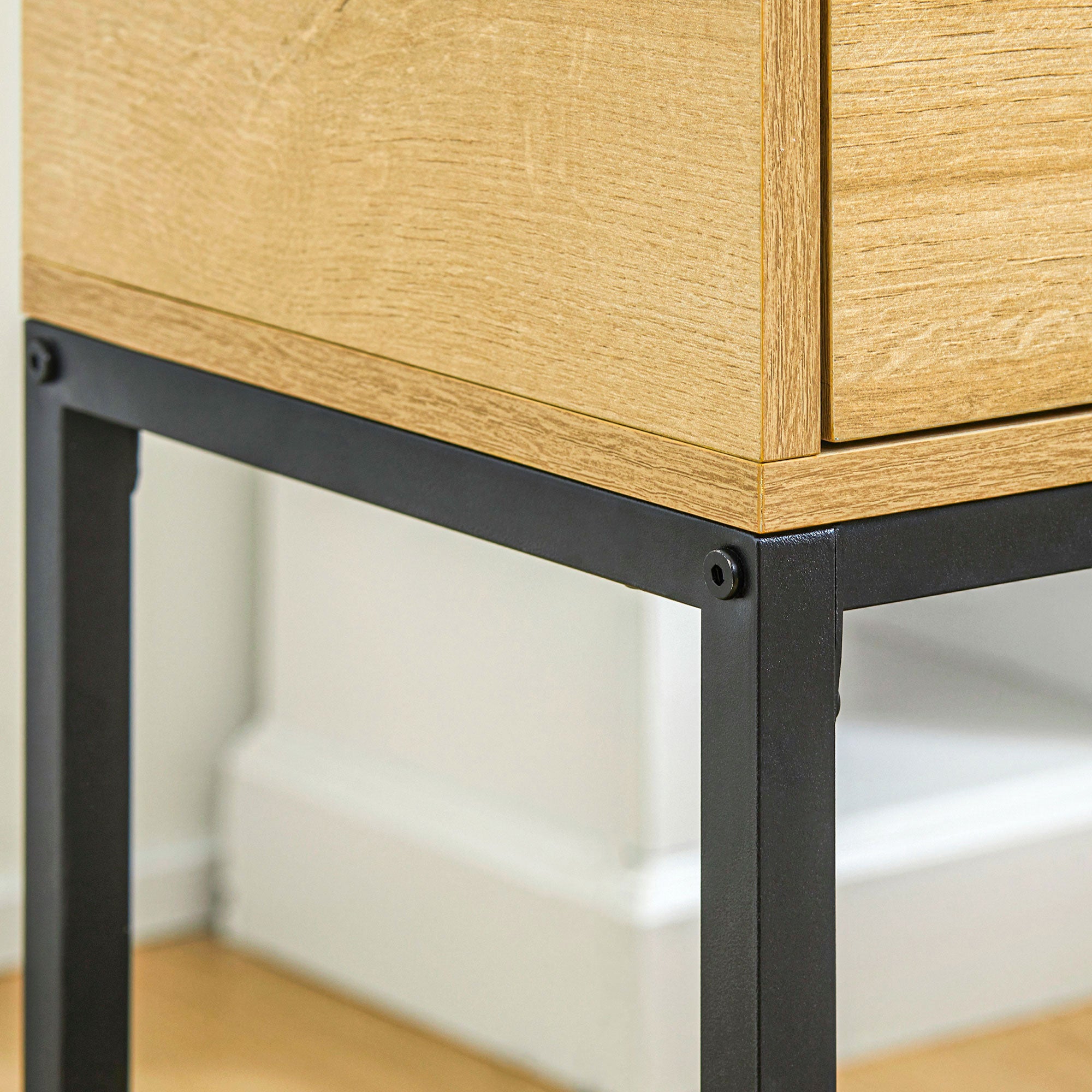 Mesa Consola Moderna 40x30x76 cm Madeira e Preto