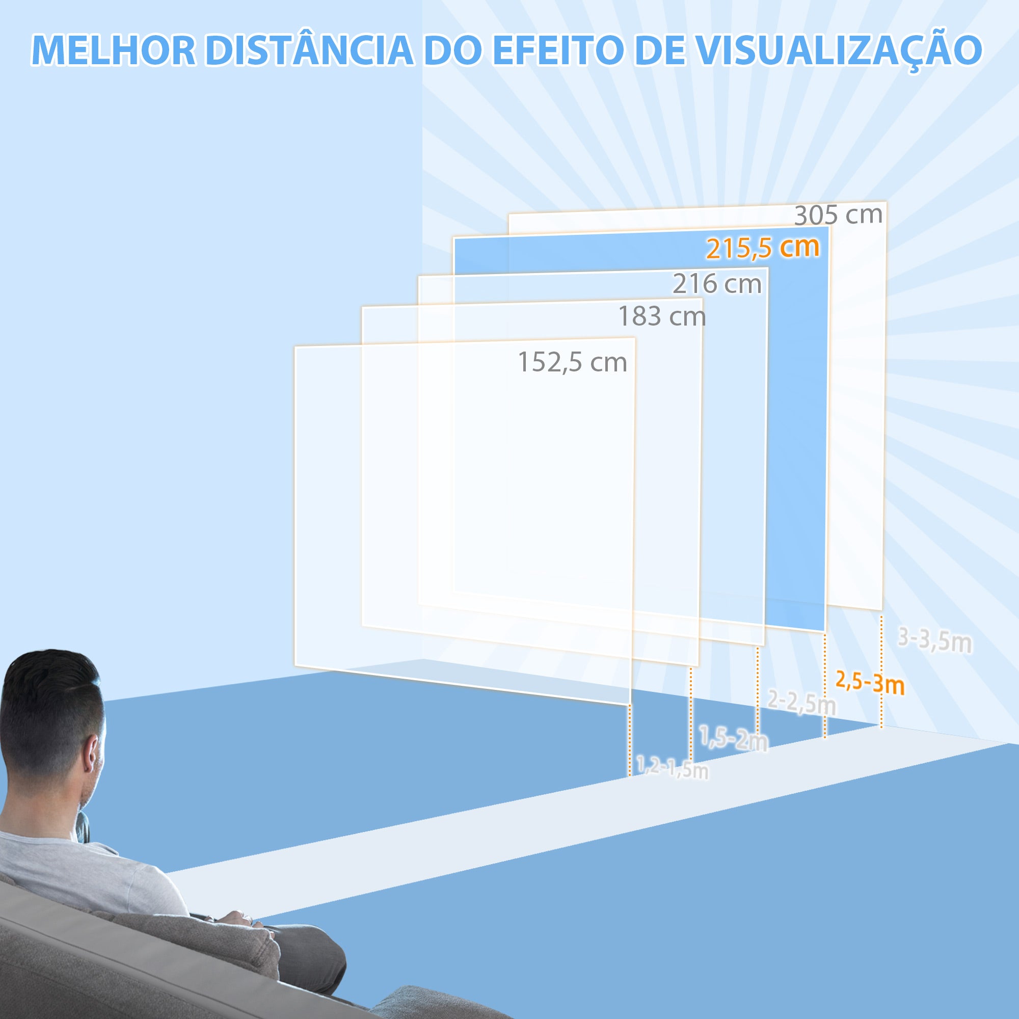 Tela de Projeção Manual de 99 Polegadas Branca 178x178 cm