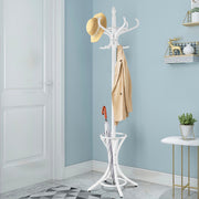 Perchero de Pé em Madeira 184cm Perchero Árvore com Suporte 12 Cabides para Pendurar Roupa Chapéu para Quarto Entrada Branco