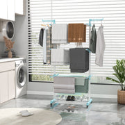 Tendedeira Dobrável – 127 x 63 x 171 cm – Azul e Preto – Metal