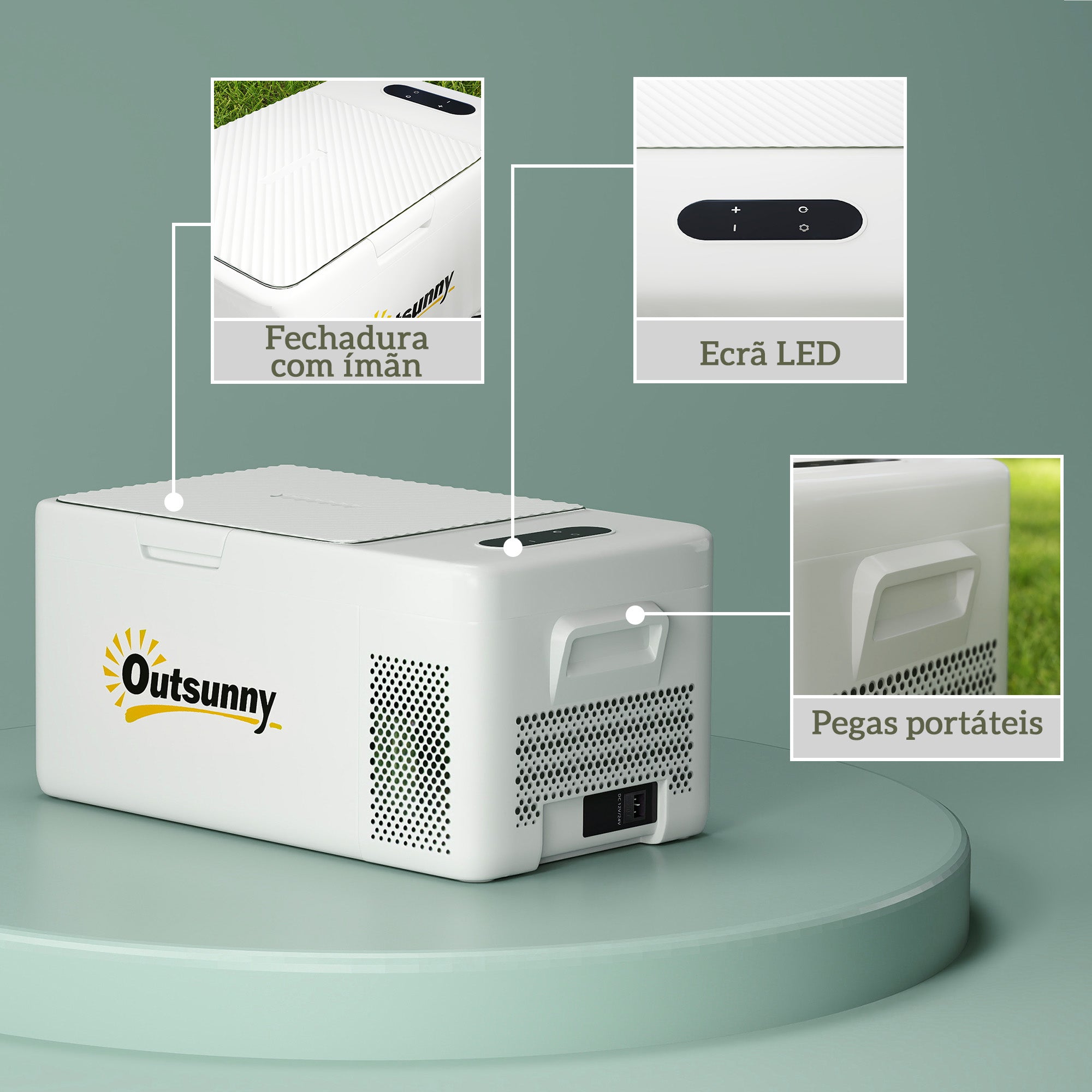 Geleira Portátil Elétrica 16,8L Creme 59x32x26 cm