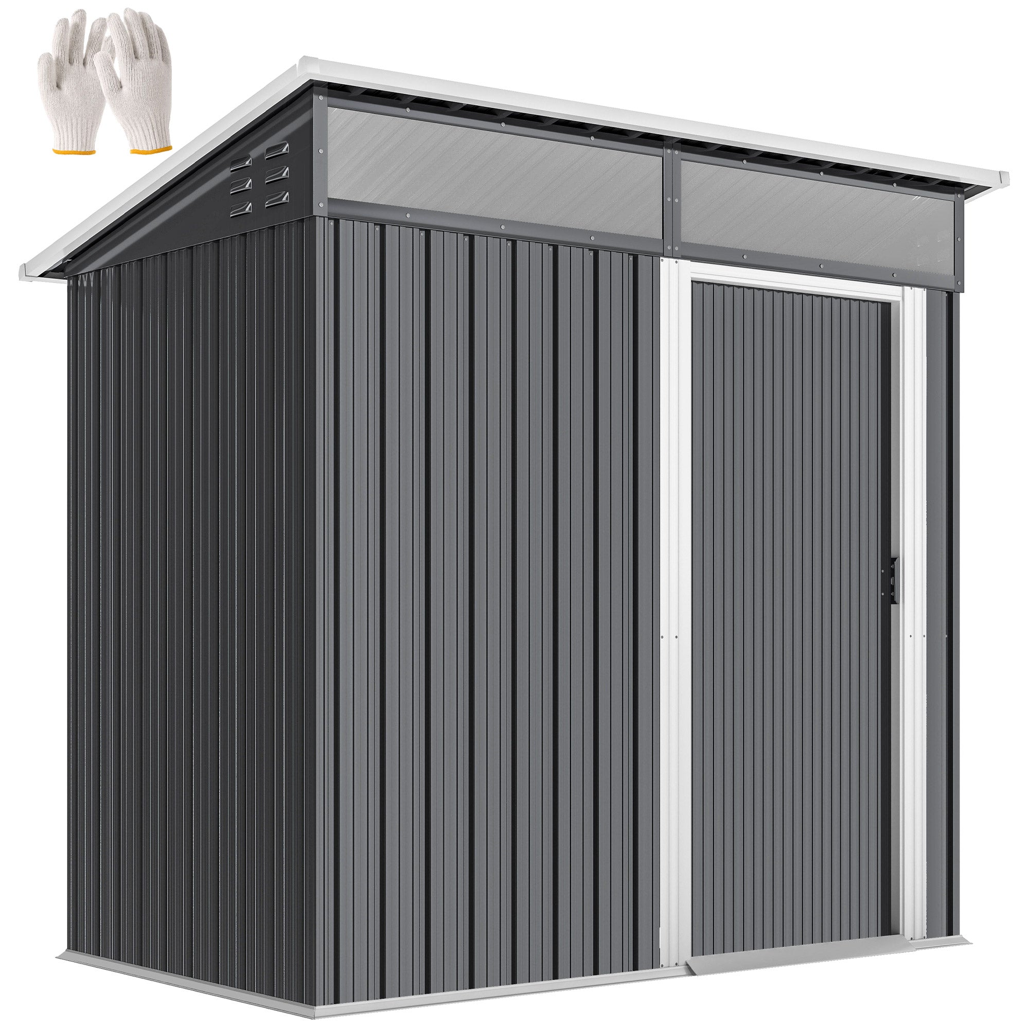 Abrigo de Jardim 1,9m² Cinza Escuro 195x122x182 cm