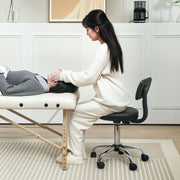 Banco Giratório com Rodas e Encosto Ajustável – 46x51x78-93 cm – Preto – Couro Sintético