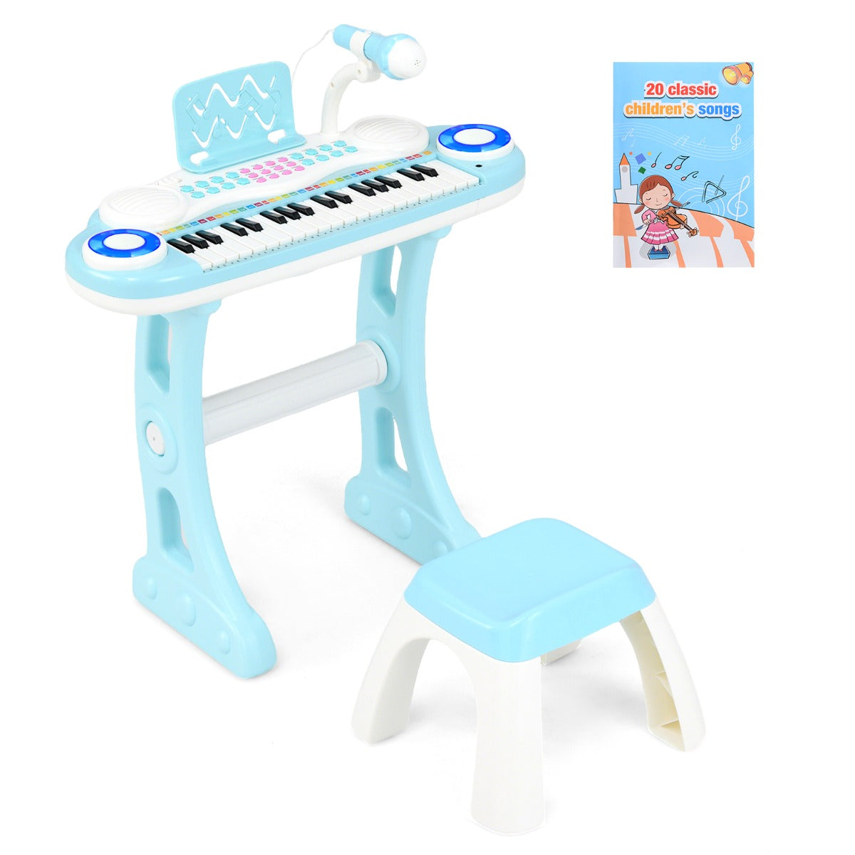 Piano Eletrónico para Crianças – 37 teclas – Azul