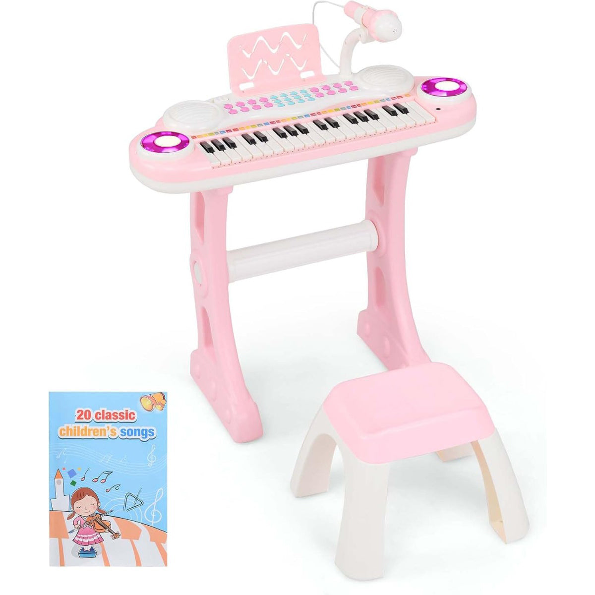 Piano Eletrónico Infantil de 37 Teclas – Rosa