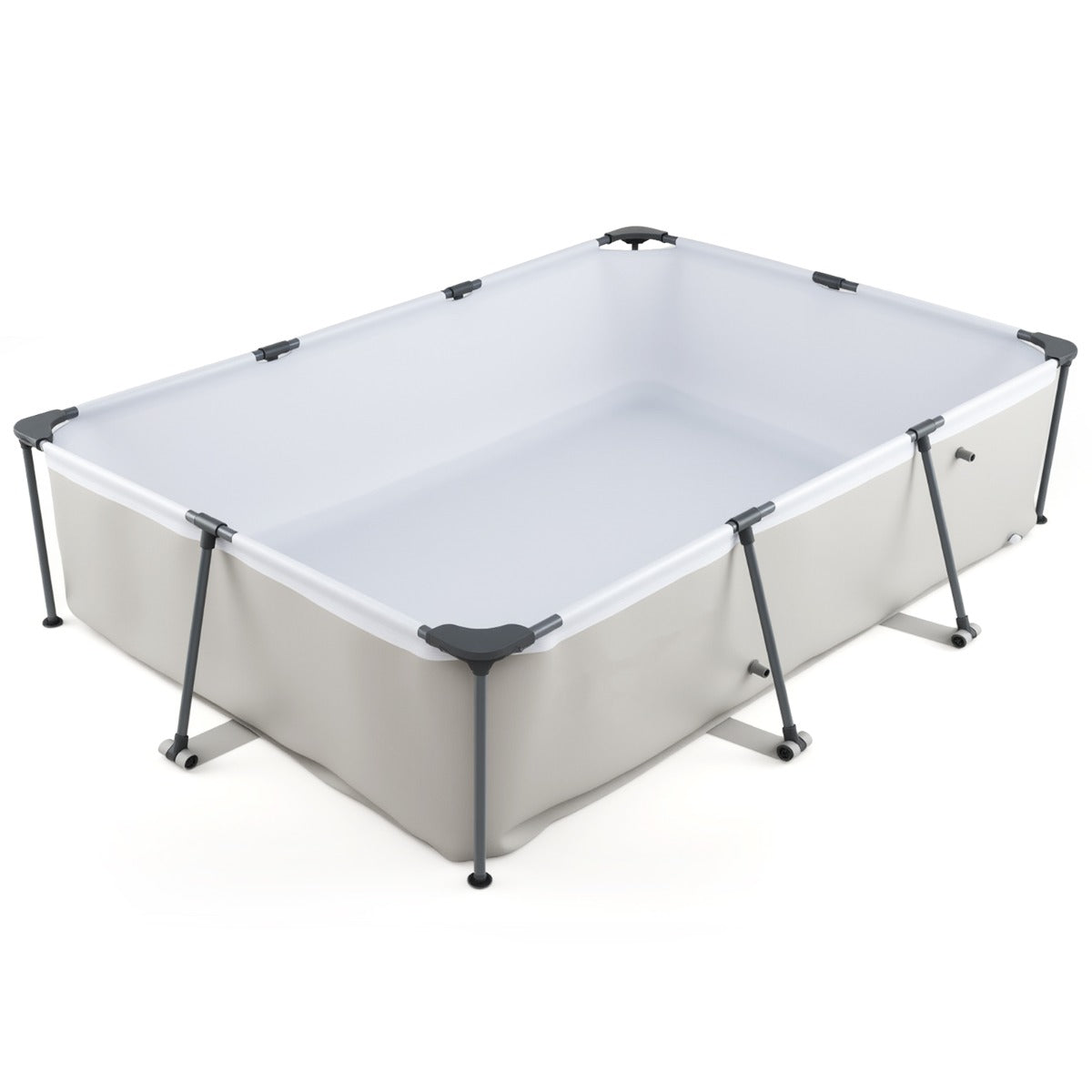 Piscina Grande Retangular Elevada com Bomba de Filtro de Cartucho e Estrutura para Crianças e Adultos 300 cm x 207 cm x 66 cm Cinzenta