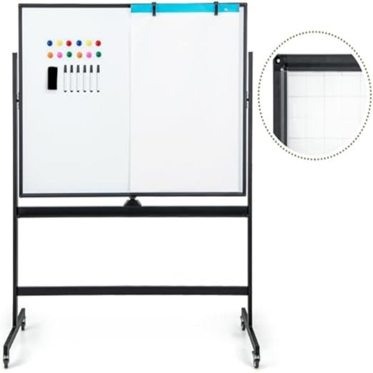 Pizarra Magnética Móvel – 120x90cm – Preto – Alumínio
