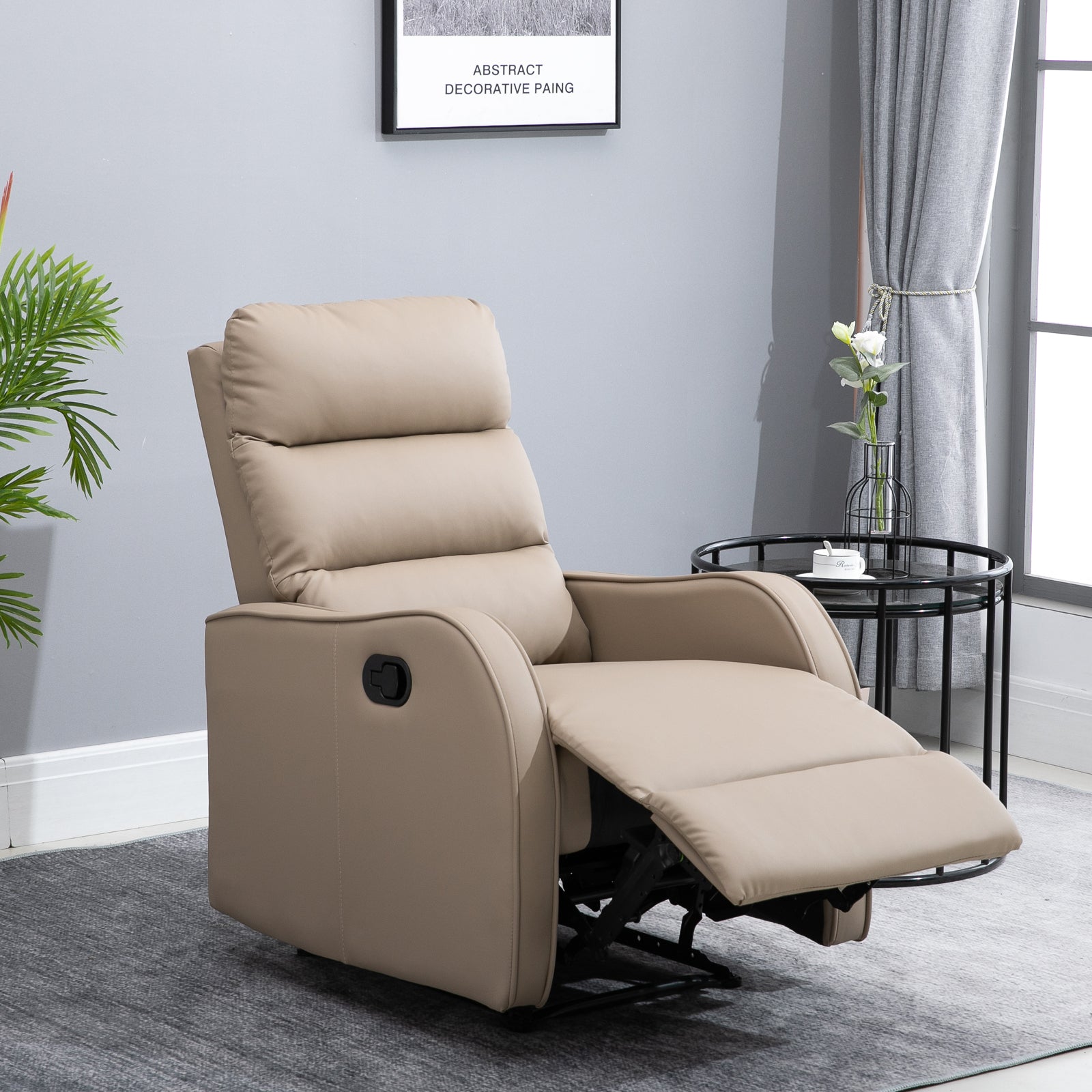 Poltrona Relax Reclinável Manual 160° PU Marrom 65x89x100cm