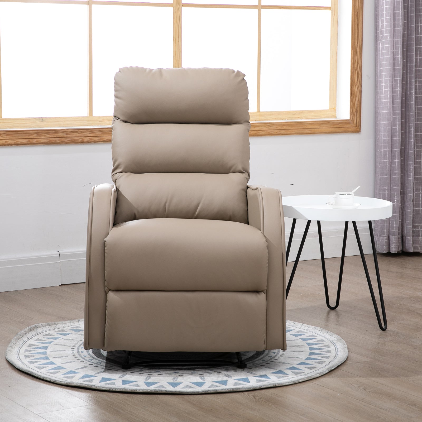 Poltrona Relax Reclinável Manual 160° PU Marrom 65x89x100cm
