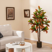 Planta Artificial Crotón 150 cm Folhas Violino Degradê Vaso Escritório Casa
