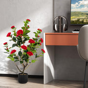 Conjunto de 2 Plantas de Camélia Artificial – 95 cm – Vermelha – Seda e Goma