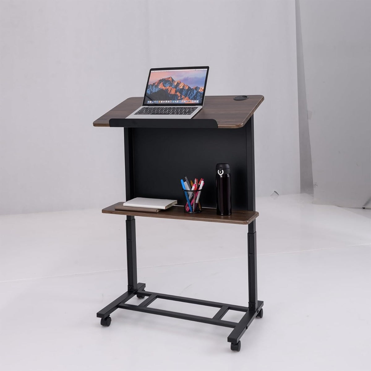 Podium Ajustável Móvel para Leitura – 103-125 cm – Nogal