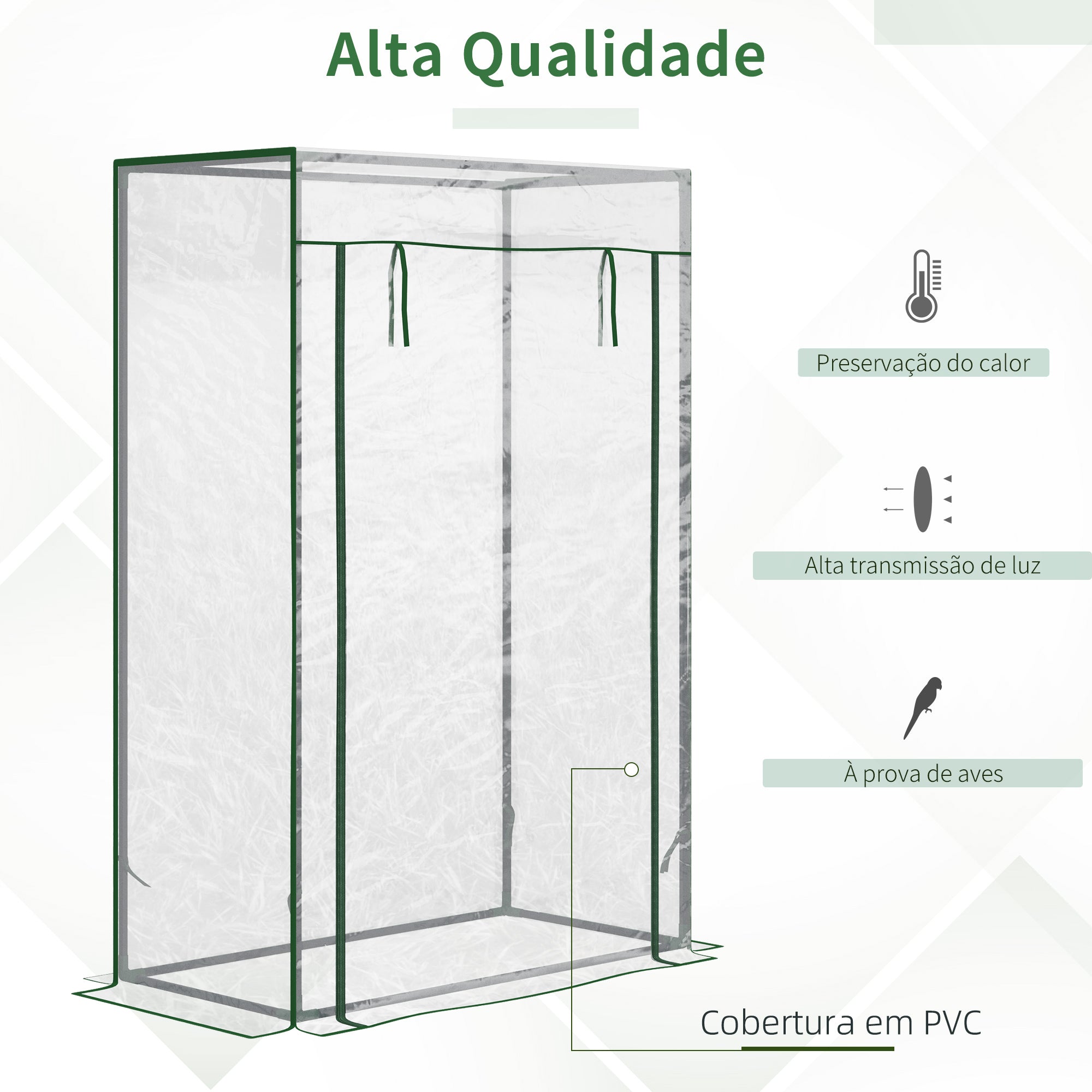 Estufa de Jardim Compacta – 100x50x150 cm – Transparente e Verde Escuro – Aço galvanizado e PVC