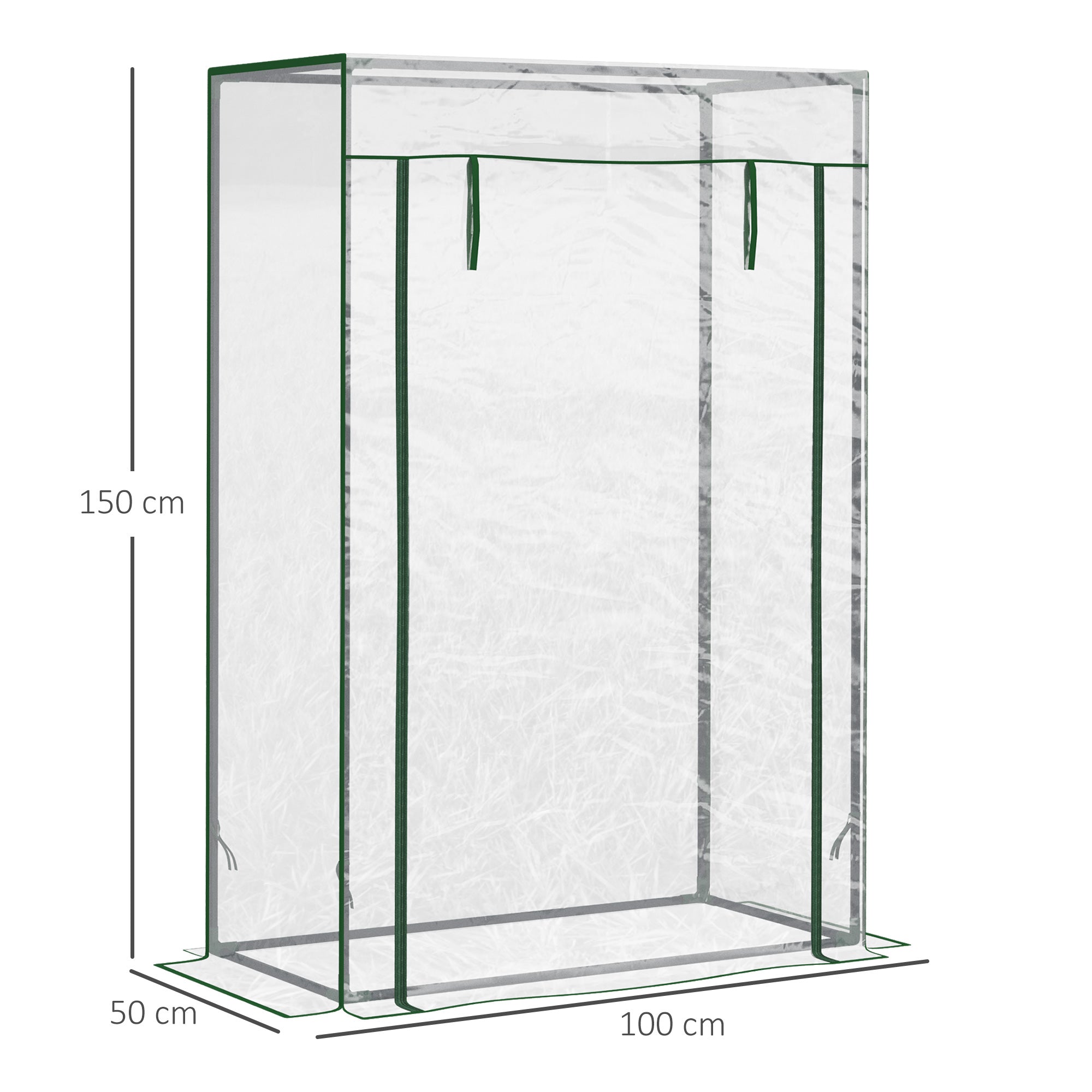 Estufa de Jardim Compacta – 100x50x150 cm – Transparente e Verde Escuro – Aço galvanizado e PVC