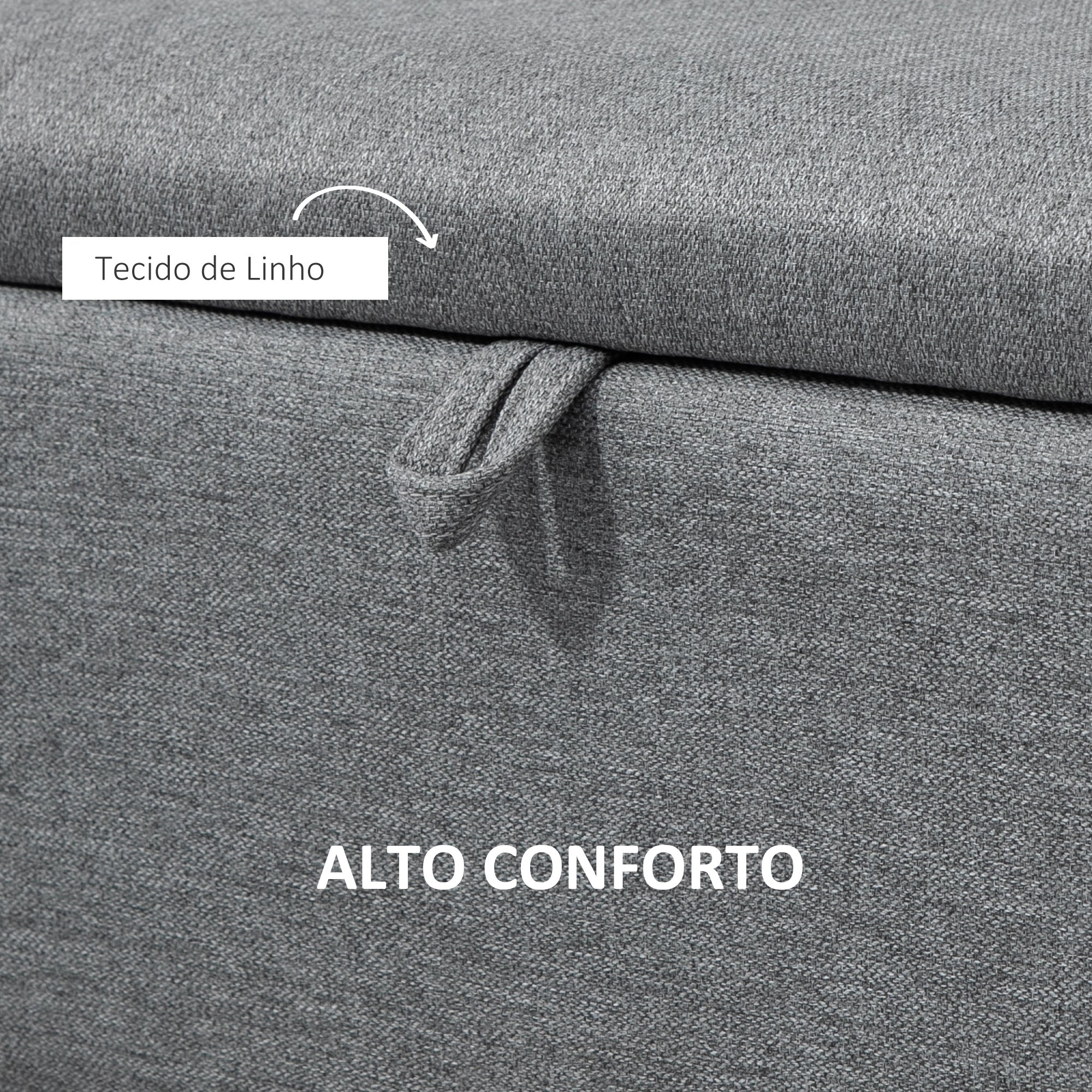 Banco de Armazenamento Estofado em Linho Cinza 101x38,5x44,5 cm