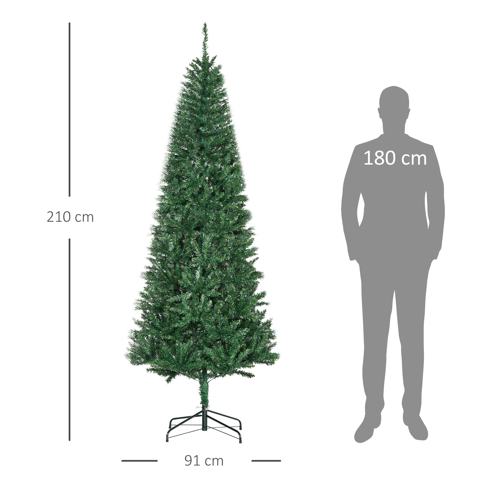 Árvore de Natal Artificial 210cm Verde Φ91x210cm