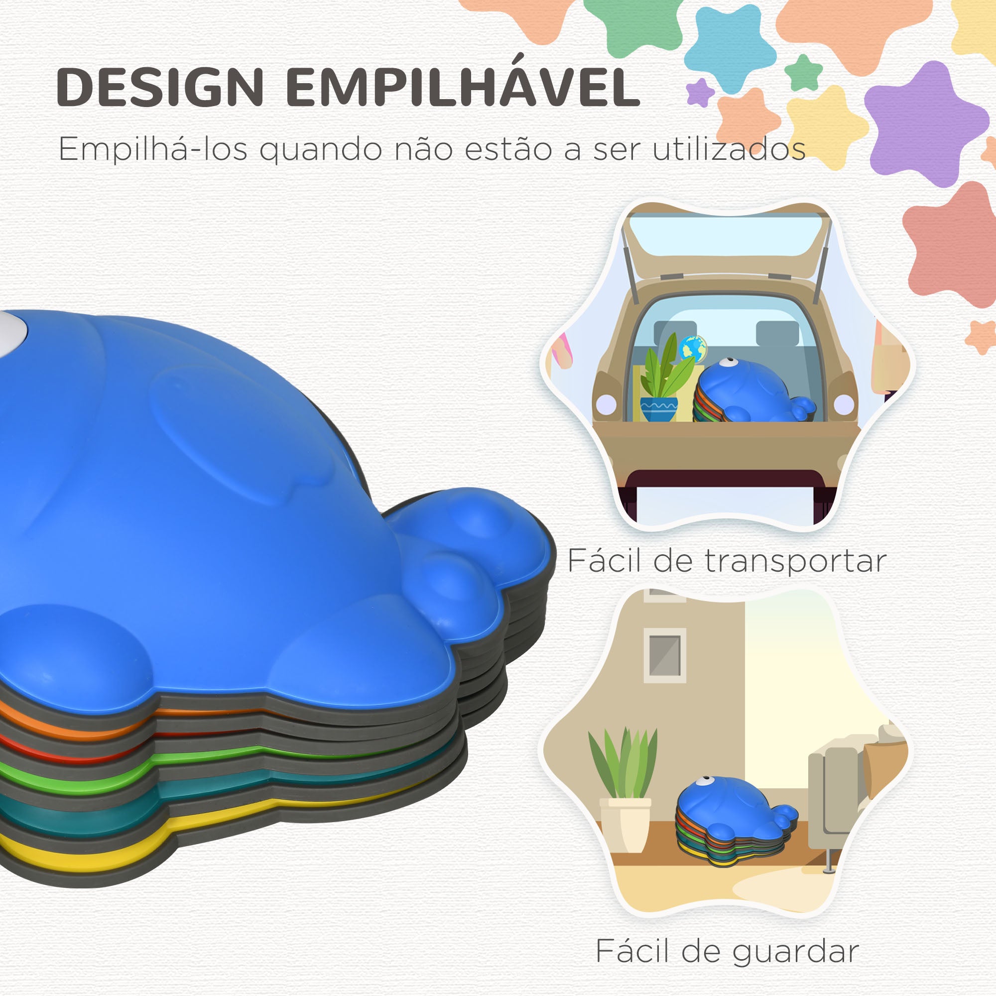 Conjunto de Blocos de Equilíbrio Multicor 37,5x30x9 cm para Crianças +3 Anos