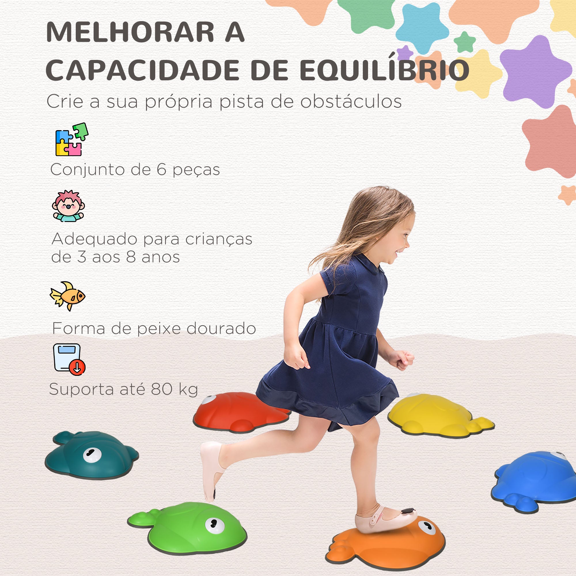 Conjunto de Blocos de Equilíbrio Multicor 37,5x30x9 cm para Crianças +3 Anos