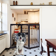 Porta de Madeira Abatível para Cão Barreira de Segurança para Animais 160x1,2x76cm