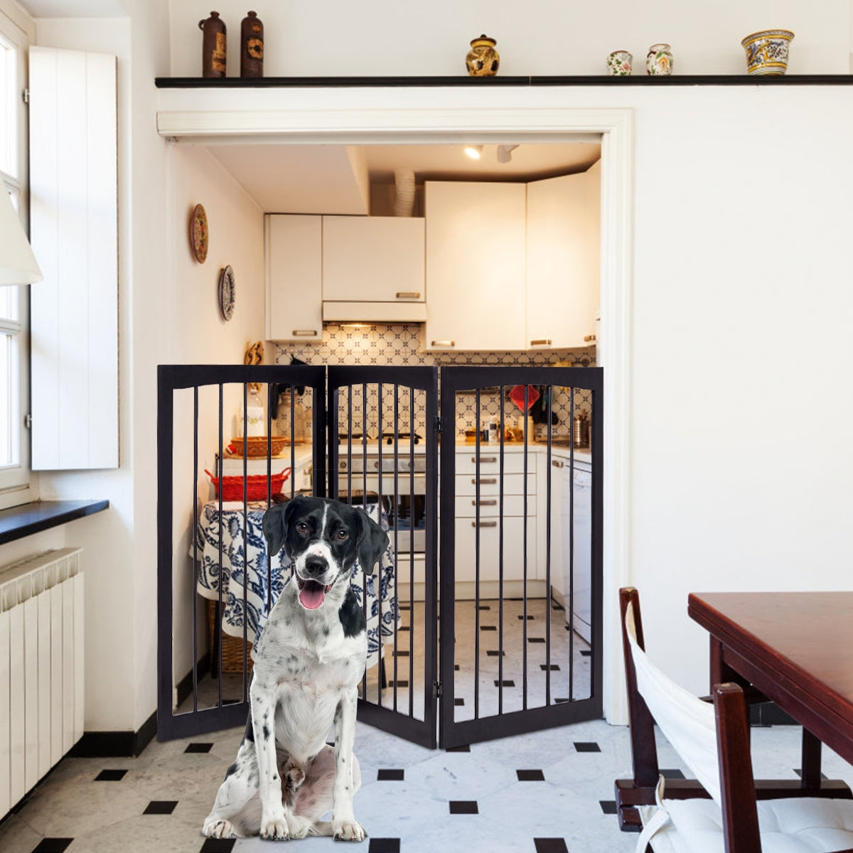 Porta de Madeira Abatível para Cão Barreira de Segurança para Animais 160x1,2x76cm