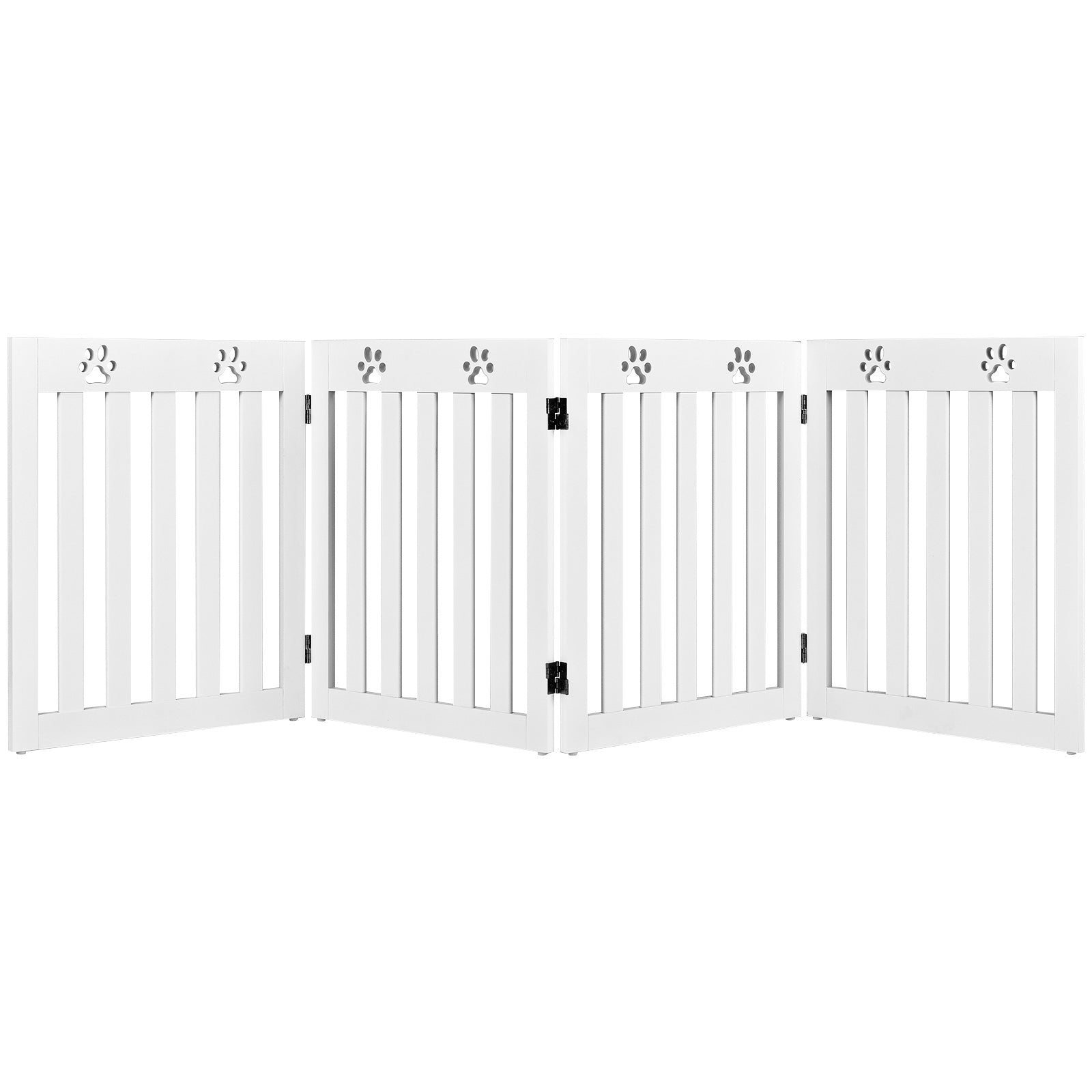 Portão de Segurança Dobrável de 4 Painéis para Cães Grade para Animais de Estimação Cerca de Proteção para Portas Escadas 204 x 61 x 1,5 cm Branco