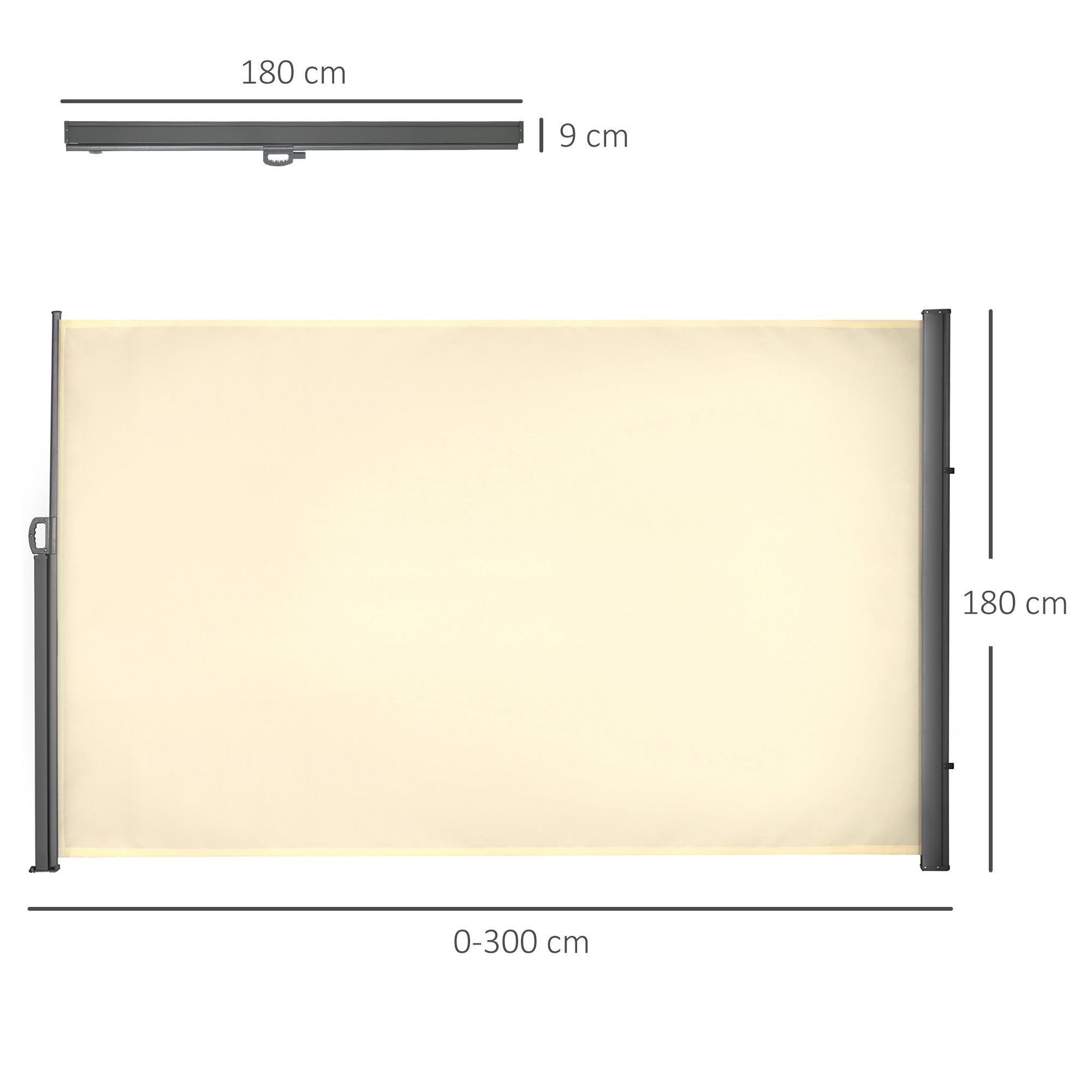 Toldo Lateral Retrátil 300x180cm Cor Creme Branco