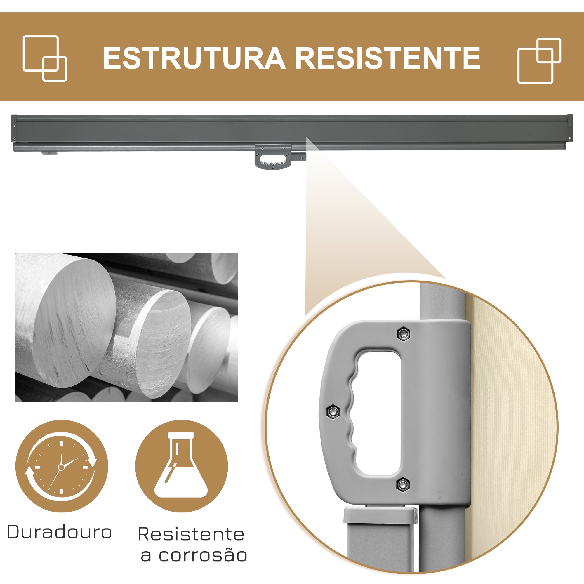 Toldo Lateral Retrátil 300x180cm Cor Creme Branco