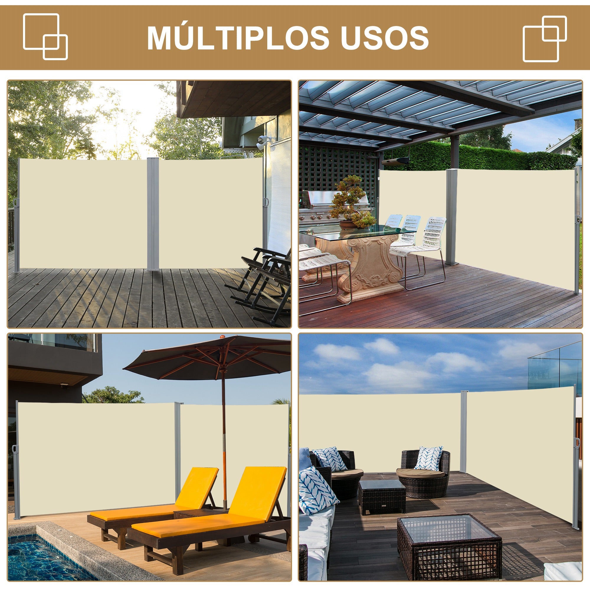 Toldo Lateral Retrátil 300x180cm Cor Creme Branco