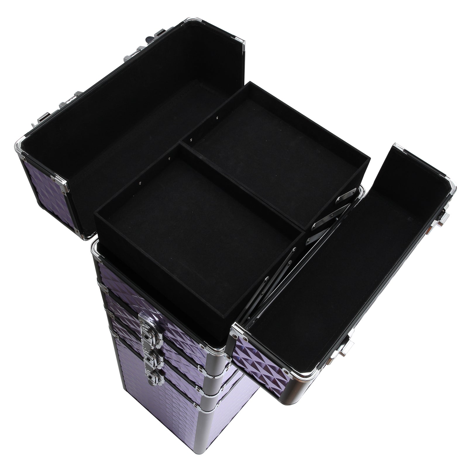 Mala de Maquilhagem Profissional Roxa 33,5x23x76-95,5 cm