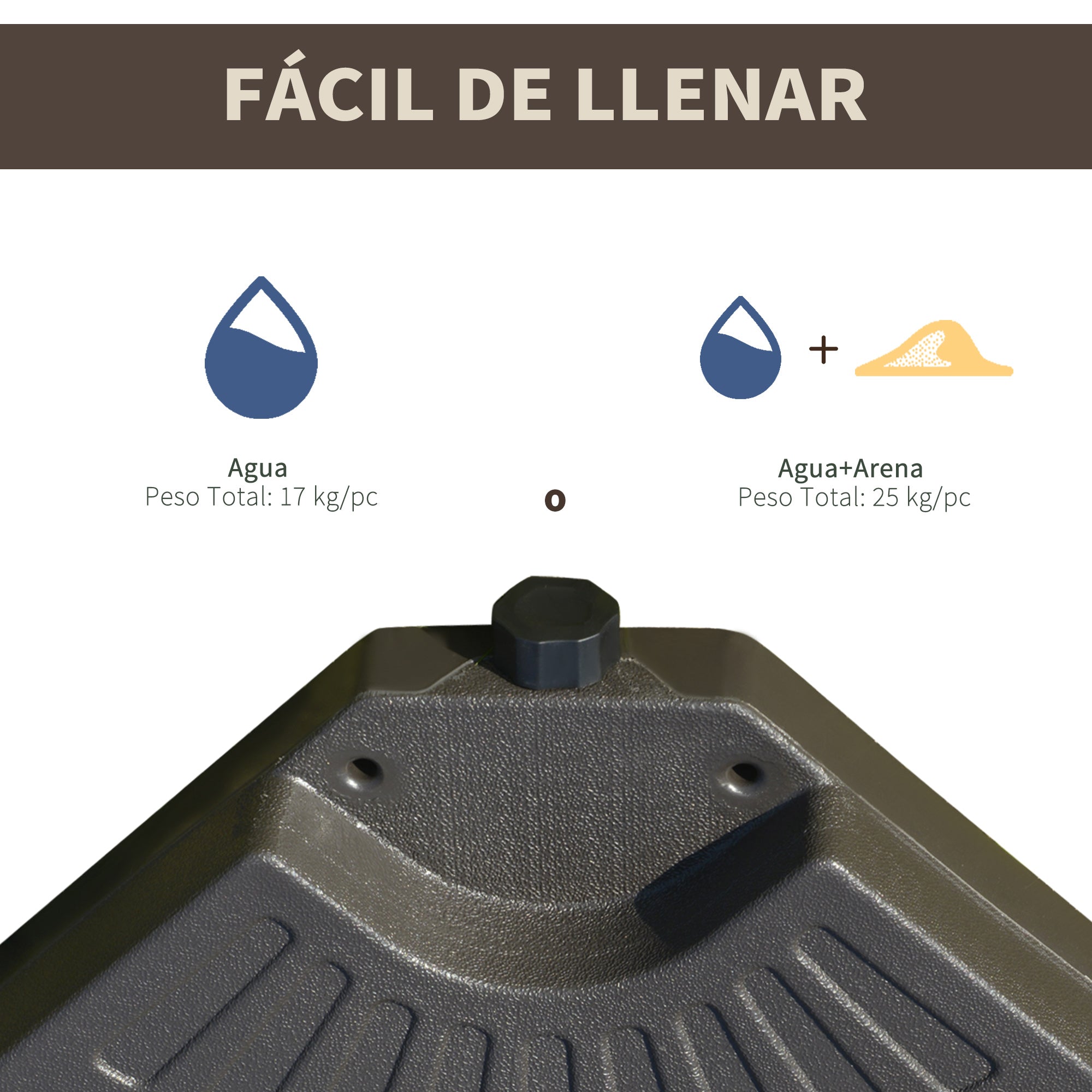 Base para Guarda-Sol 100x100x10,5cm Marrom