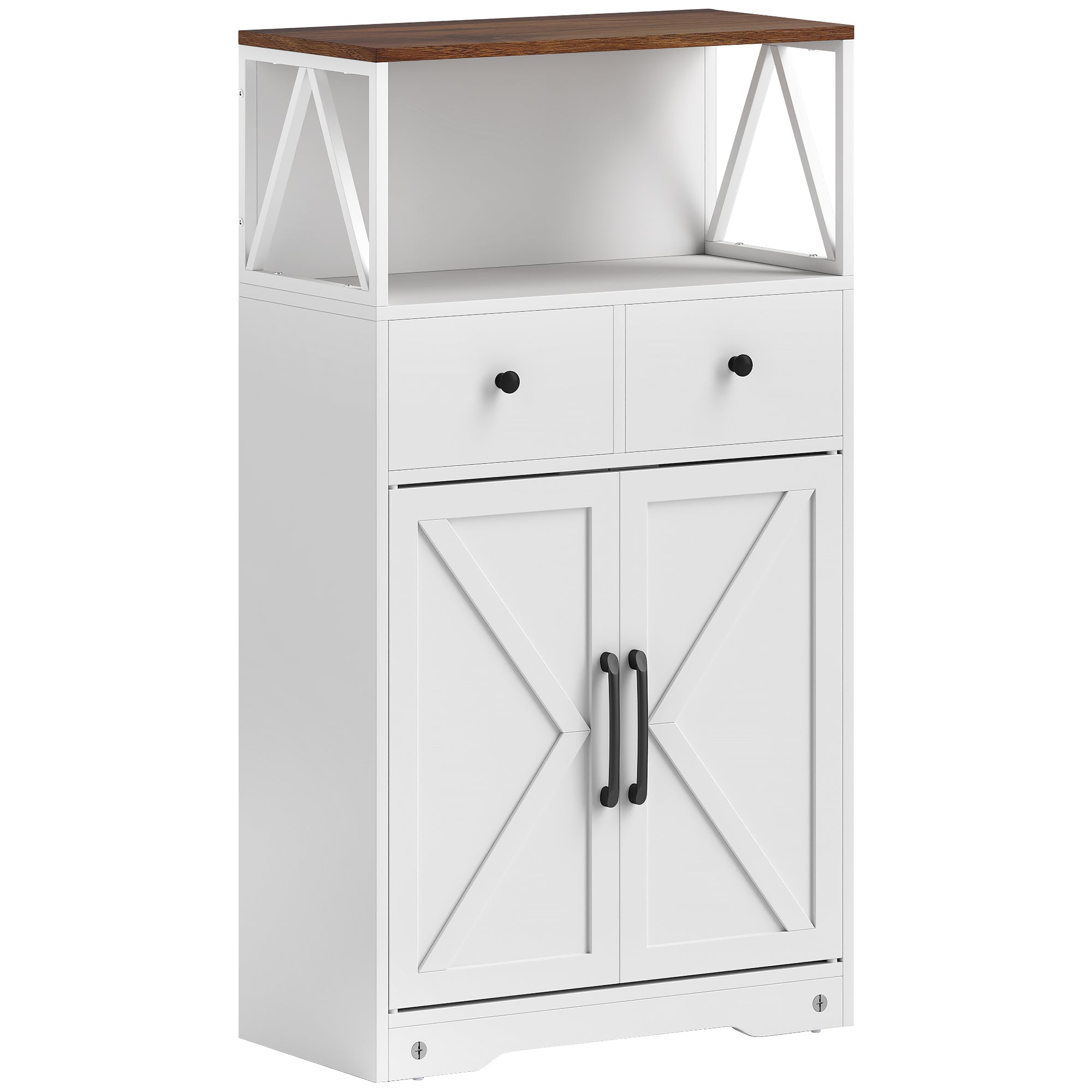 Aparador Multiusos com Prateleiras e Gavetas - Branco 60x31x108 cm