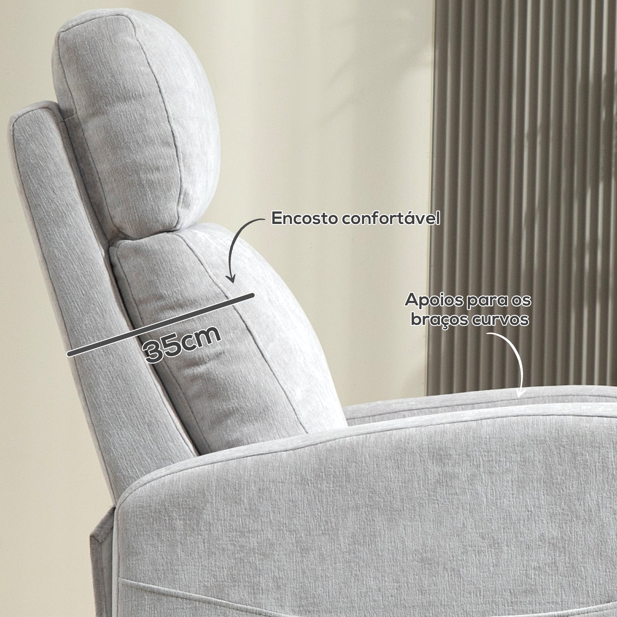 Poltrona Relax Reclinável Cinza Claro 68x90x106 cm