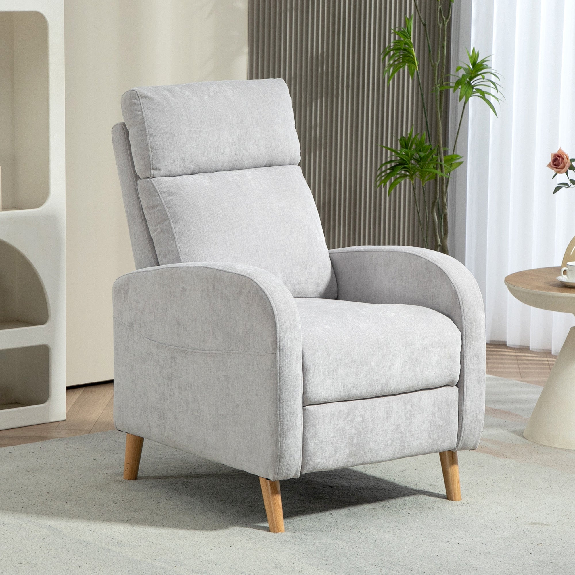 Poltrona Relax Reclinável Cinza Claro 68x90x106 cm