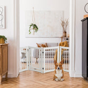 Portão Dobrável de Madeira – 207 x 76,5 x 1,8 cm – Branco