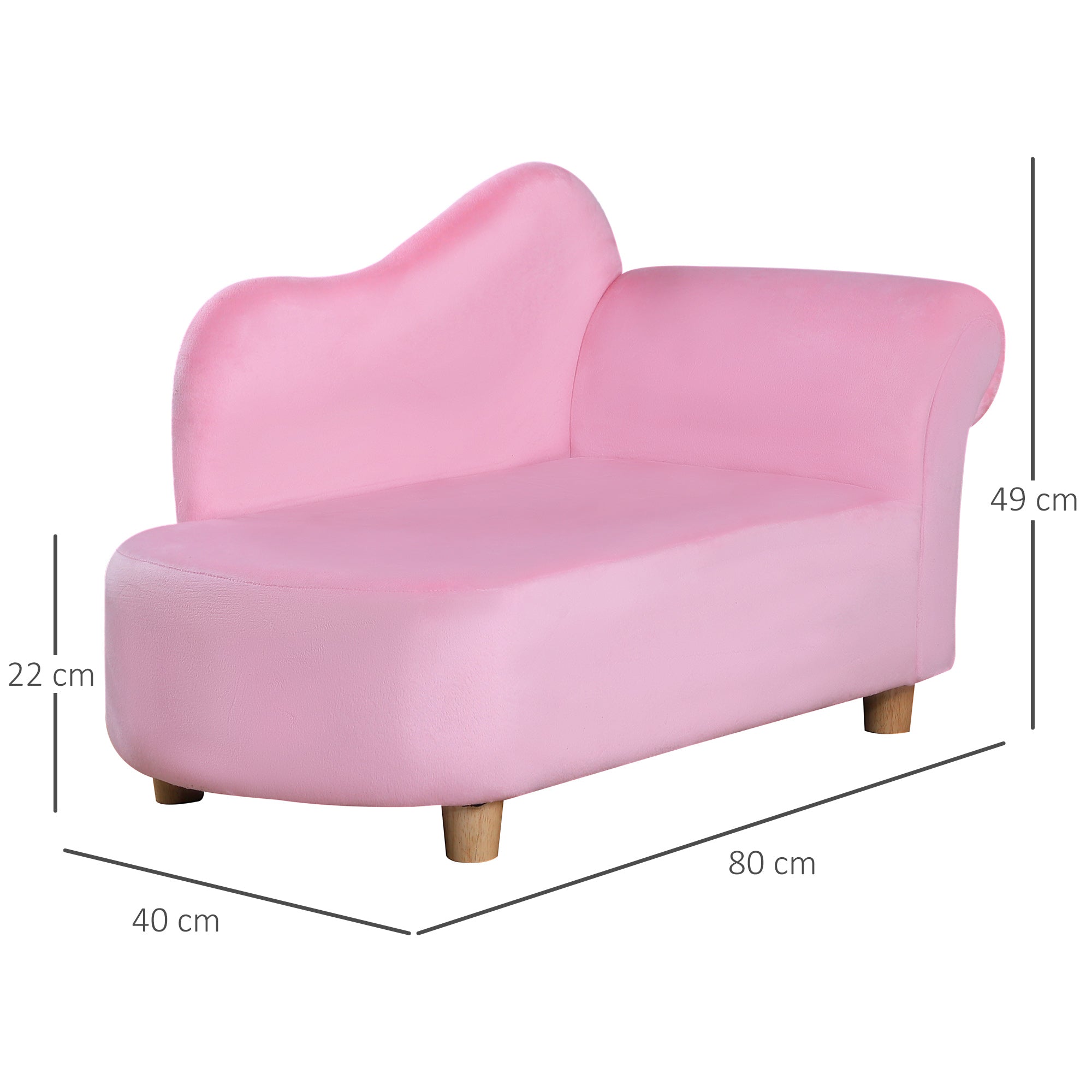 Mini Sofá Infantil – 80x40x49 cm – Rosa – Estofado em Poliéster