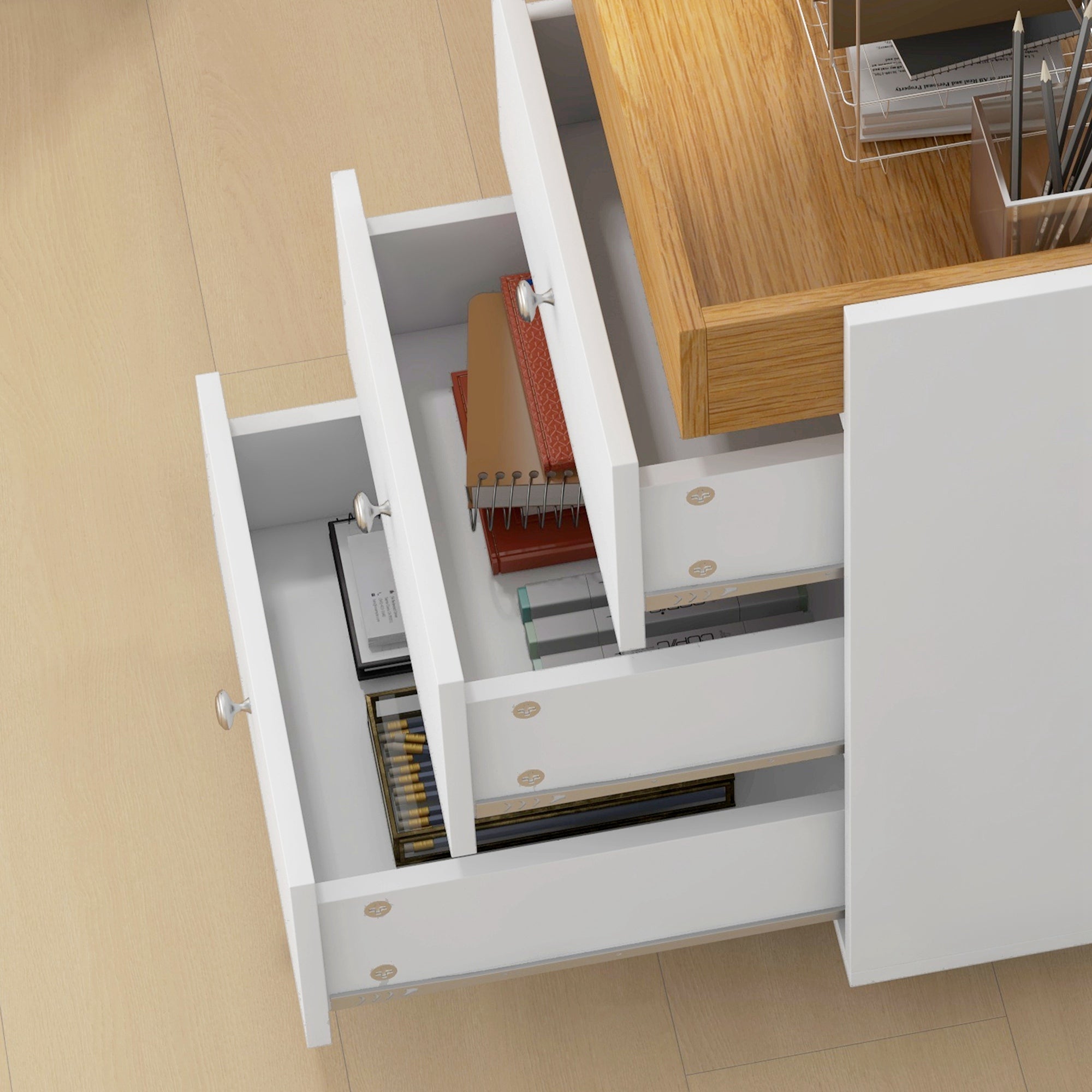 Bloco de Gavetas para Escritório Móvel - 43x40x66.5 cm - Branco