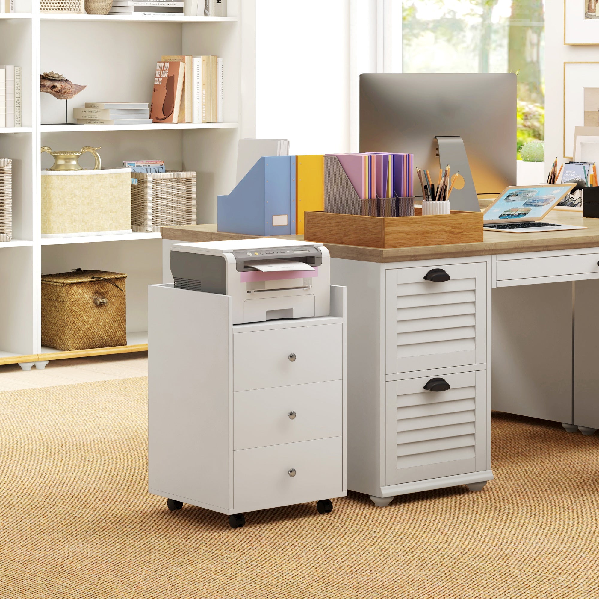 Bloco de Gavetas para Escritório Móvel - 43x40x66.5 cm - Branco