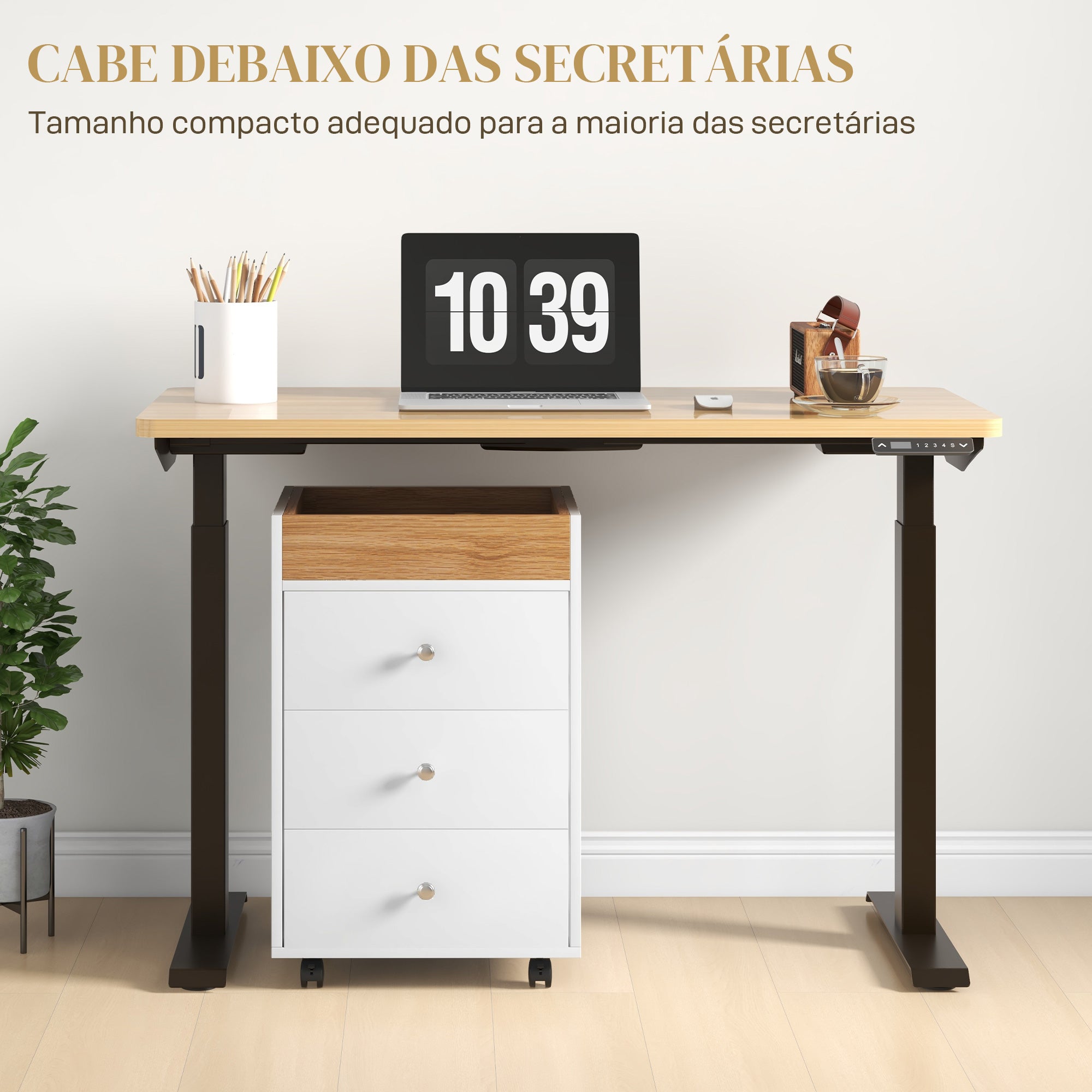 Bloco de Gavetas para Escritório Móvel - 43x40x66.5 cm - Branco
