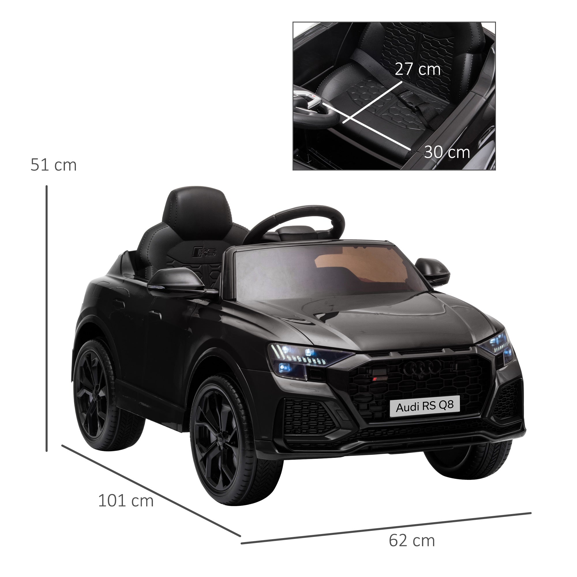 Carro Elétrico Infantil Licença Audi RS Q8 Preto 101x62x51cm