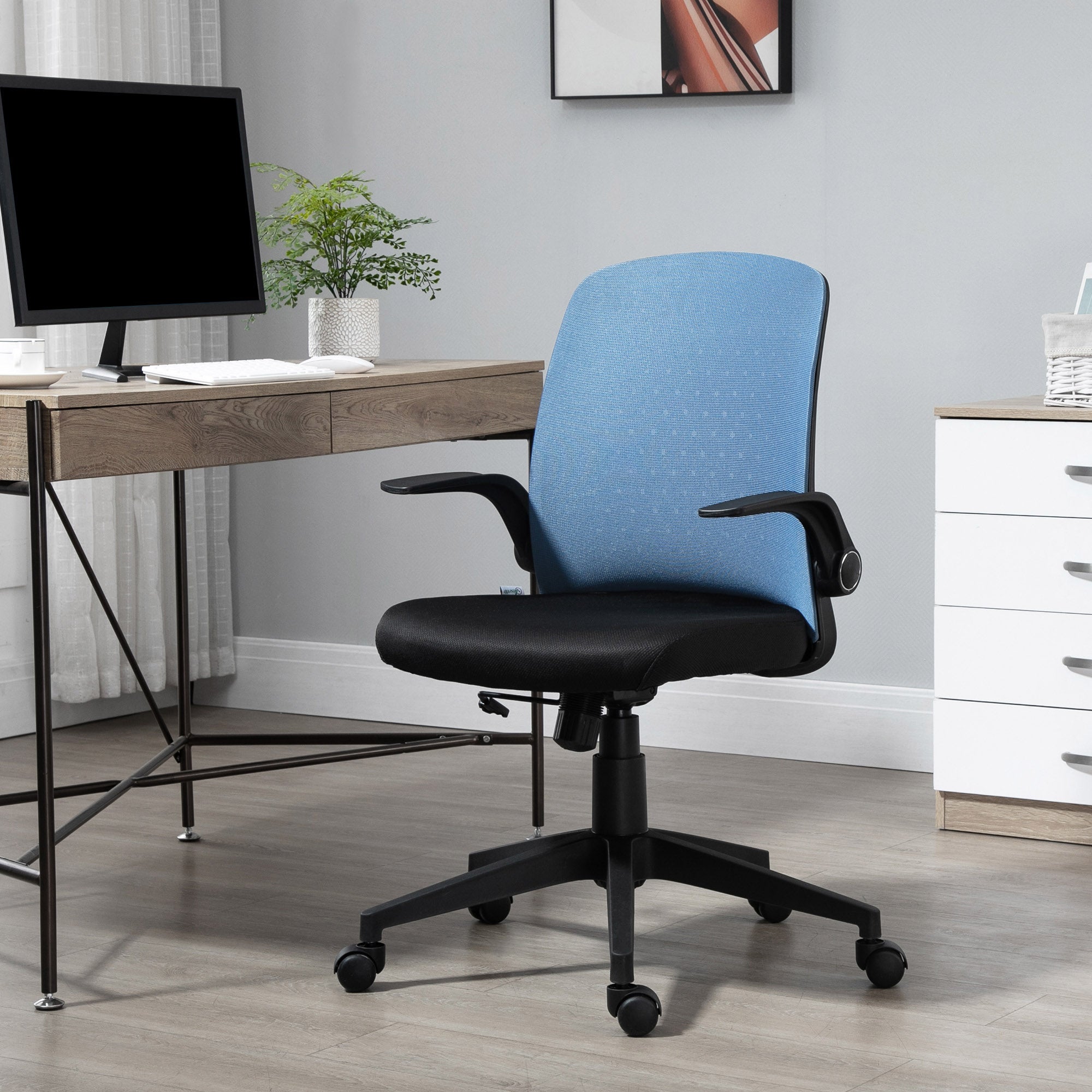 Cadeira de Escritório Ergonômica Azul 57x61x102cm