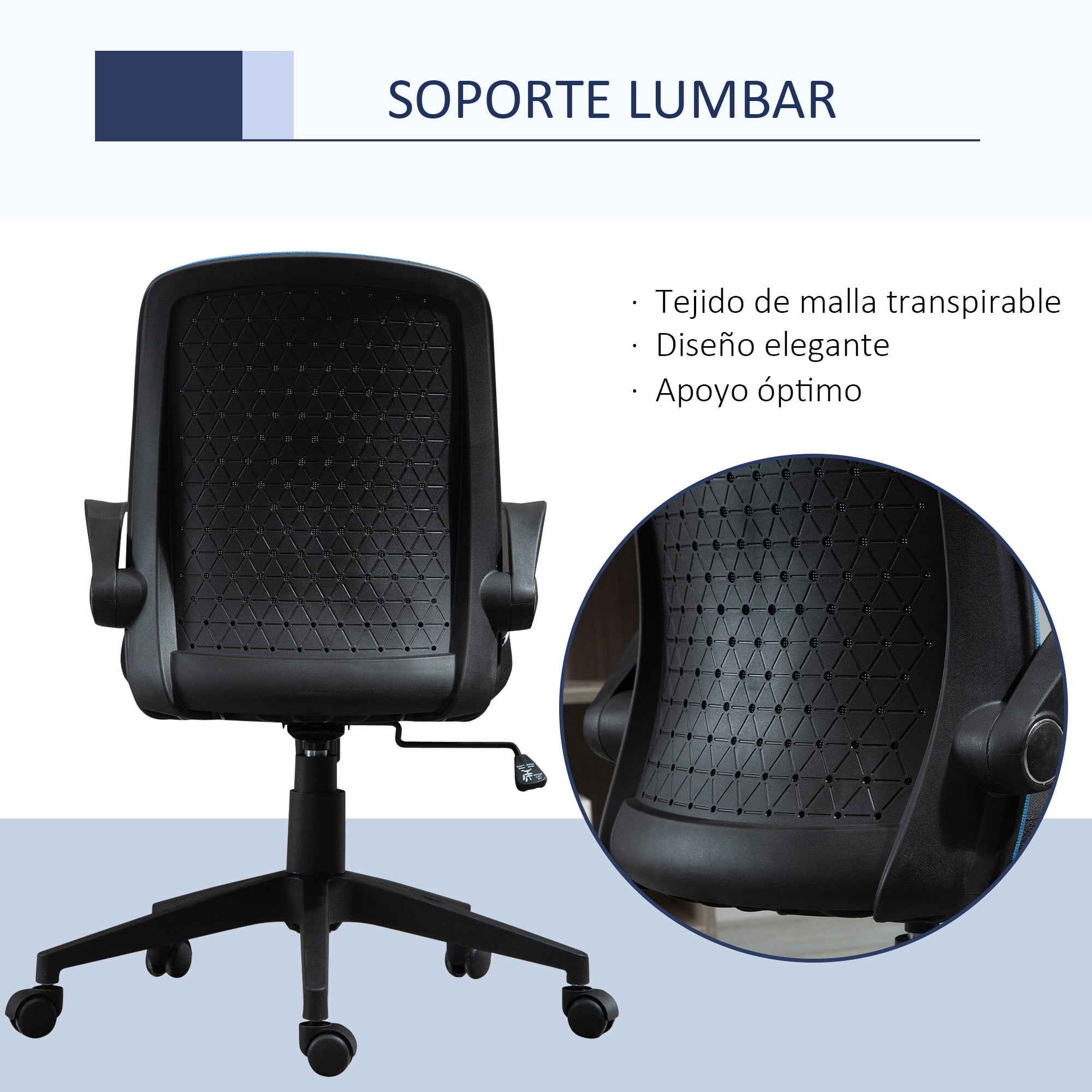 Cadeira de Escritório Ergonômica Azul 57x61x102cm