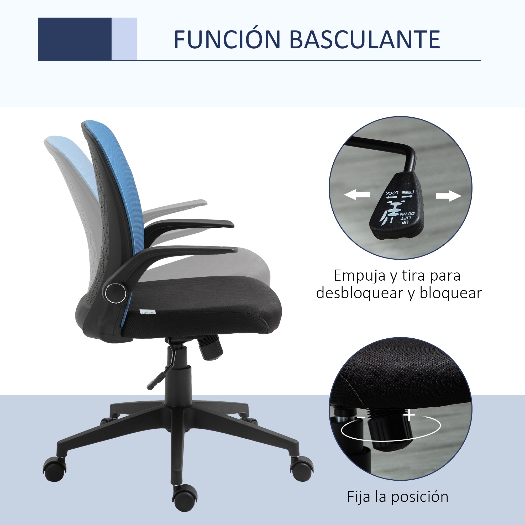 Cadeira de Escritório Ergonômica Azul 57x61x102cm