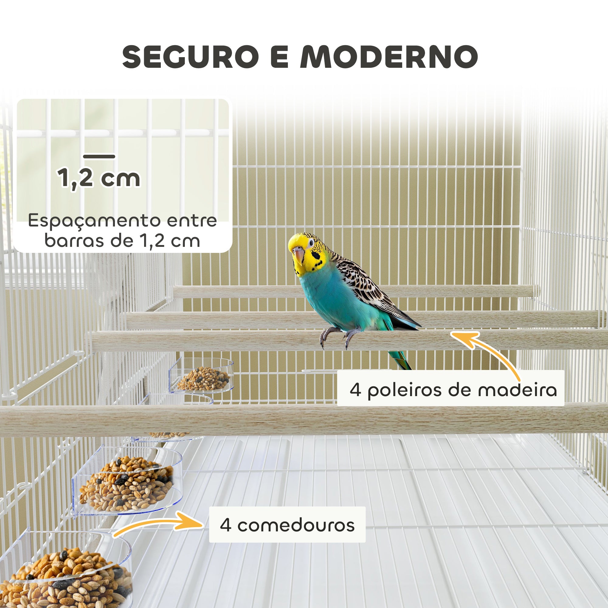 Gaiola para Pássaros com Divisória 94x57x128 cm - Branco