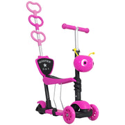 Trotinete para Crianças 3 Rodas com Assento Removível 62x25x72,5 cm - Cor Rosa